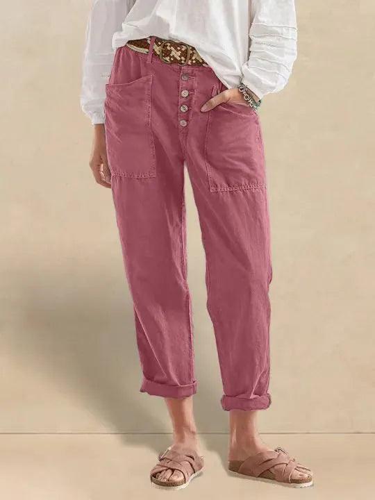 Linen Simple Button Fly Trousers HEIDI Linen Simple Button Fly Trousers HEIDI