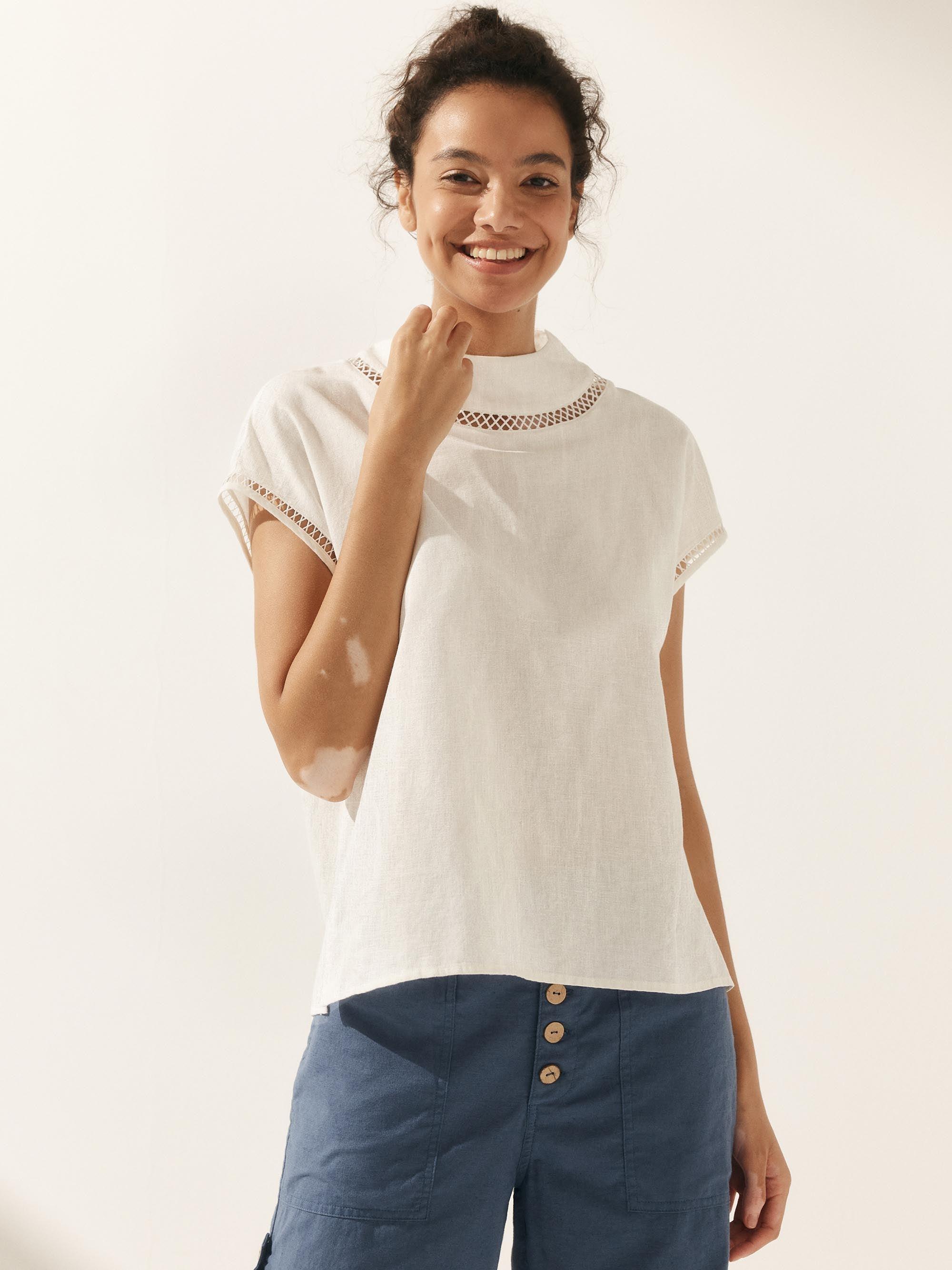 Linen Cutout Turtleneck Top QUINN Linen Cutout Turtleneck Top QUINN