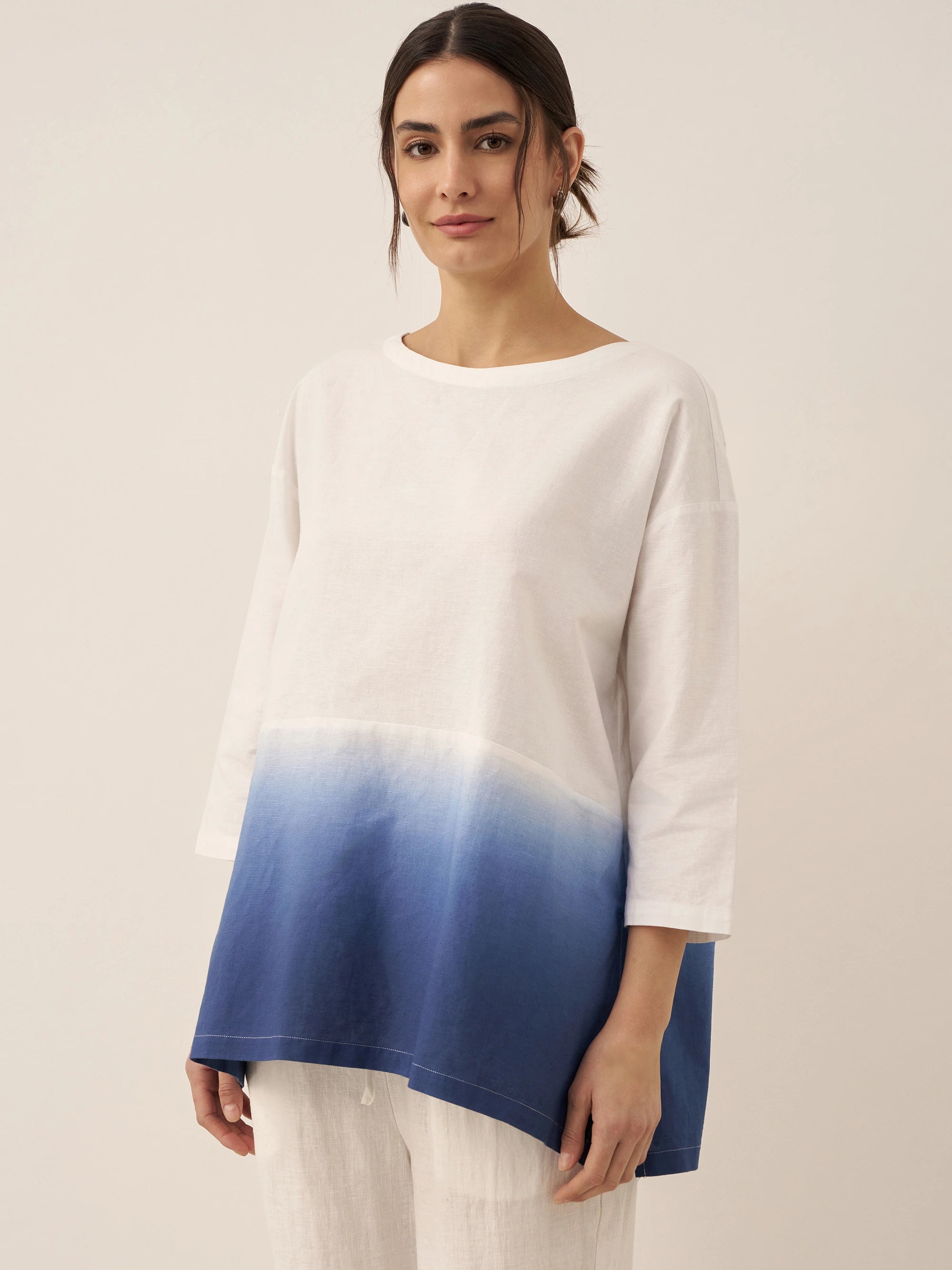 Linen White Boat Neck Oversized Top AVA Linen White Boat Neck Oversized Top AVA