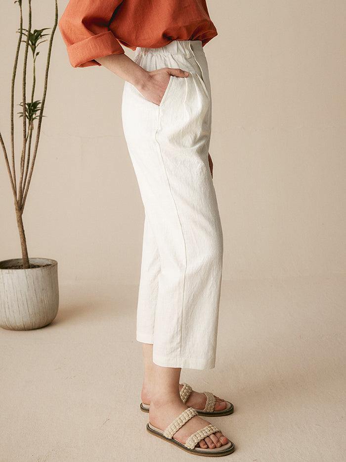 Linen Tailored Cropped Trousers CECILIA Linen Tailored Cropped Trousers CECILIA