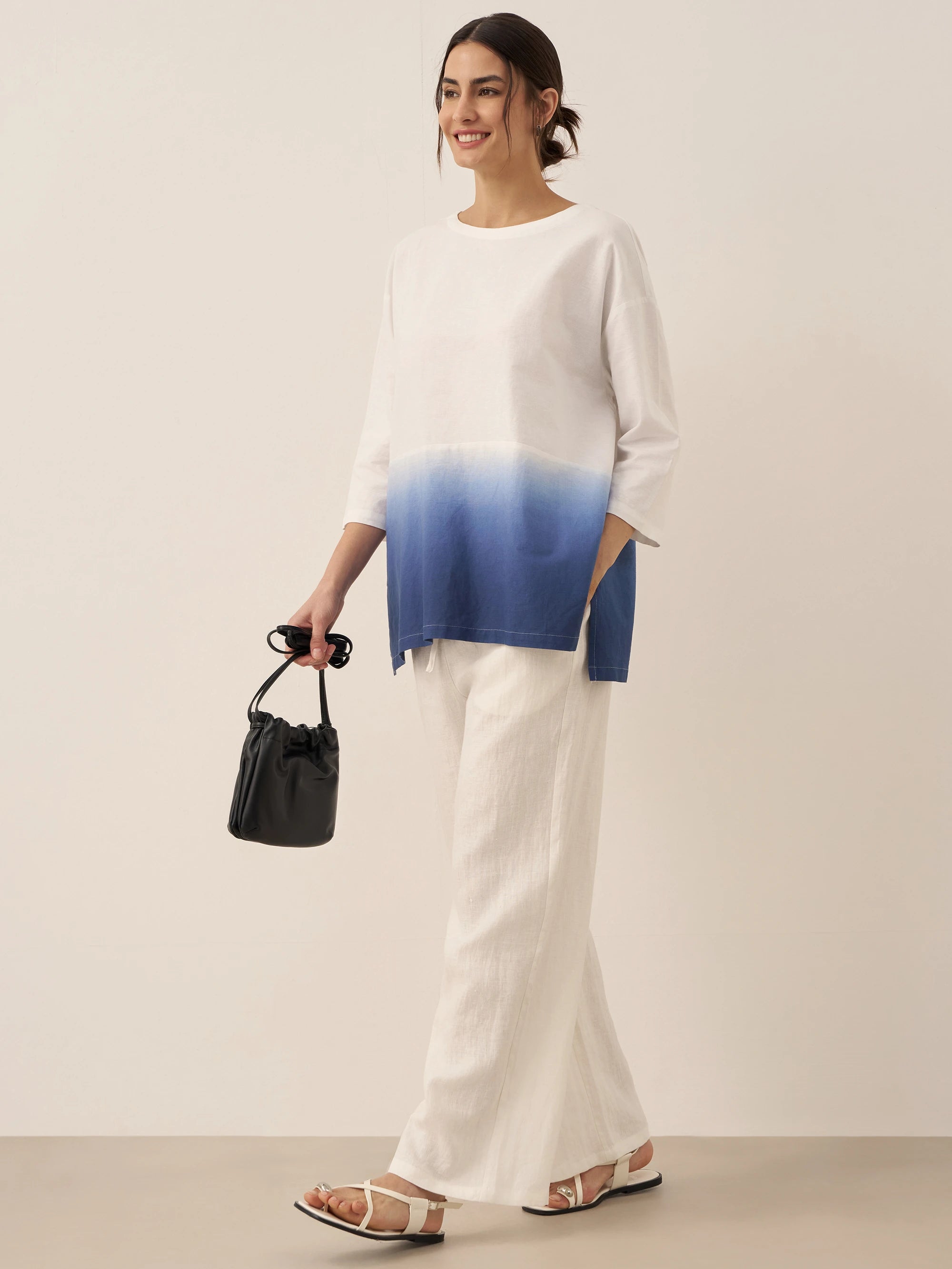 Linen White Boat Neck Oversized Top AVA Linen White Boat Neck Oversized Top AVA