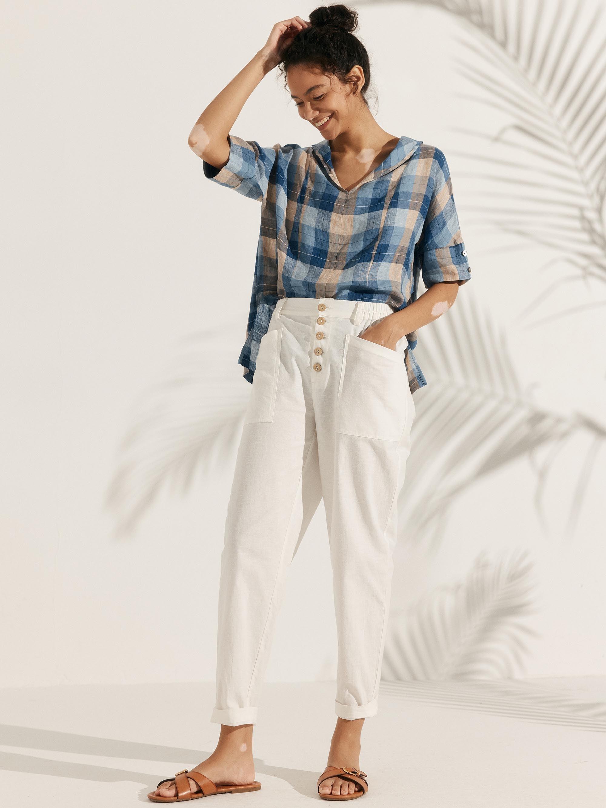 Linen V Neck Short Sleeve Shirt PENNY Linen V Neck Short Sleeve Shirt PENNY