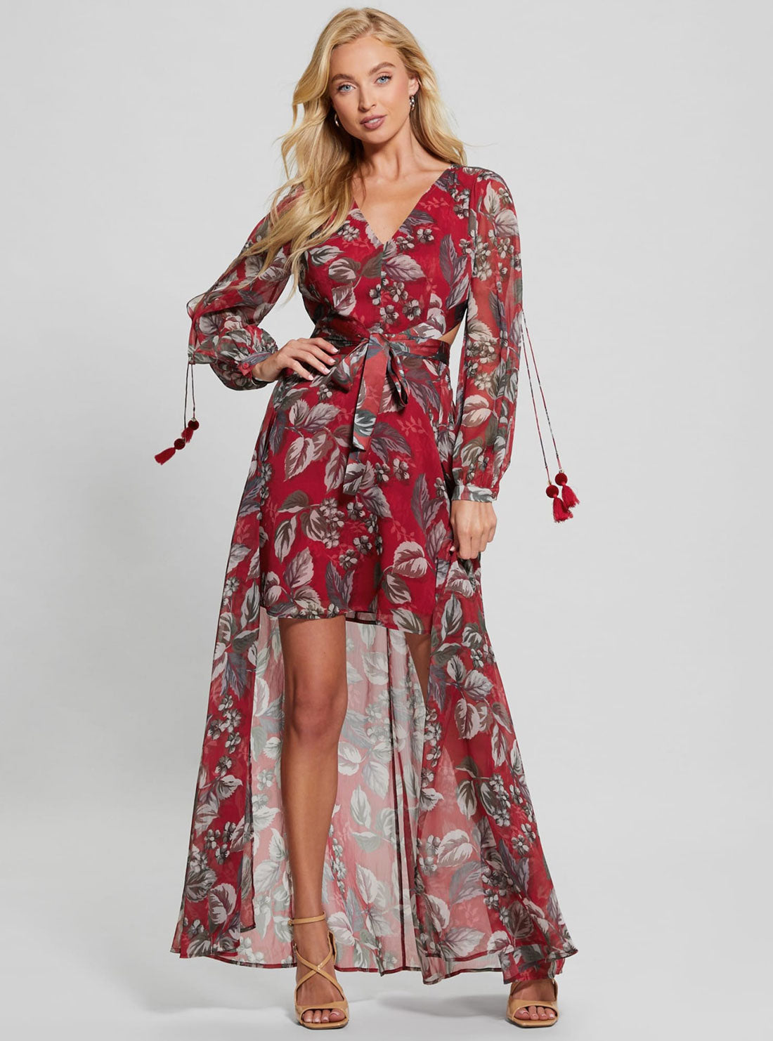 Red Floral Farrah Multi Maxi Dress Red Floral Farrah Multi Maxi Dress