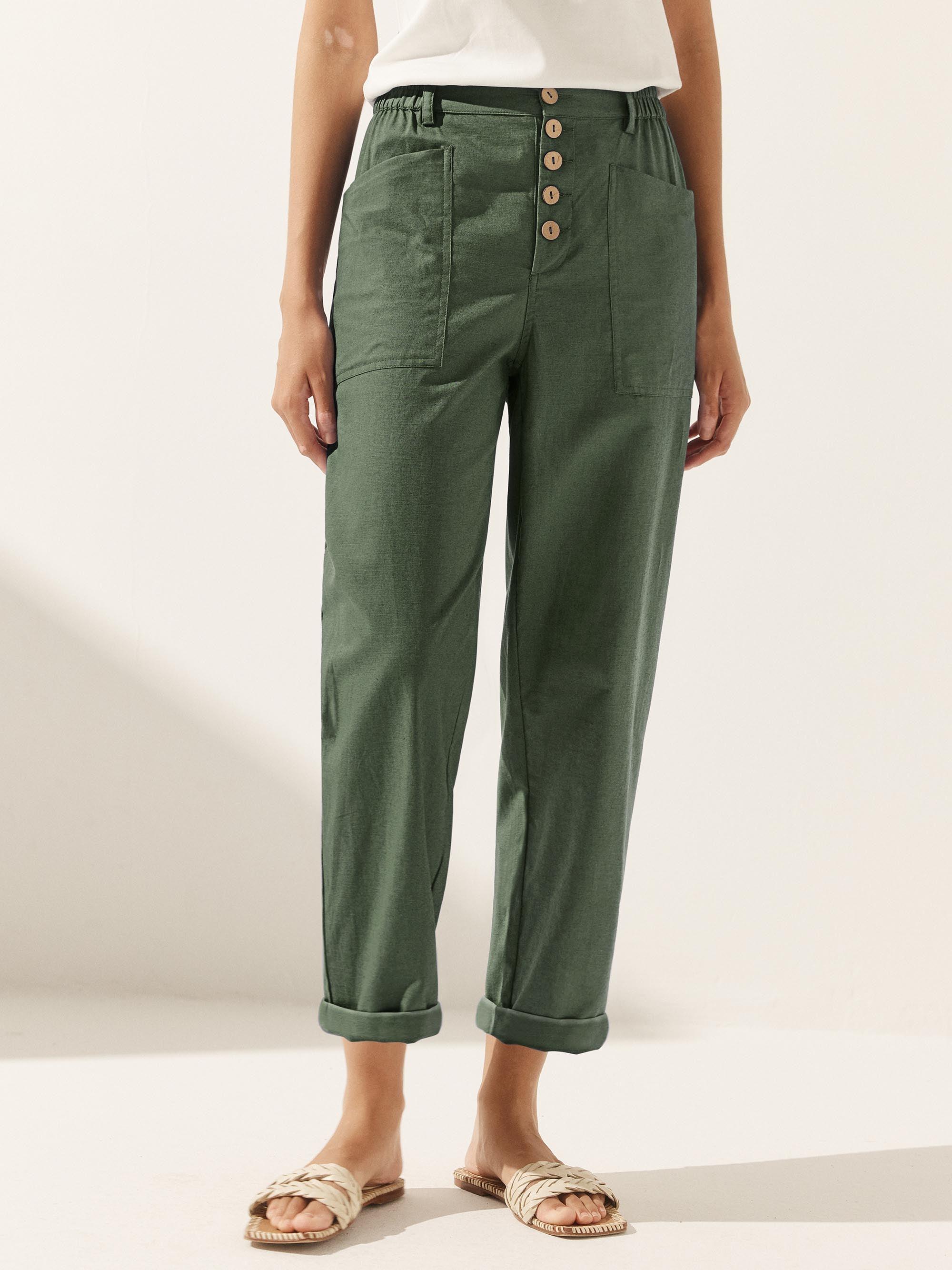 Linen Simple Button Fly Trousers HEIDI Linen Simple Button Fly Trousers HEIDI