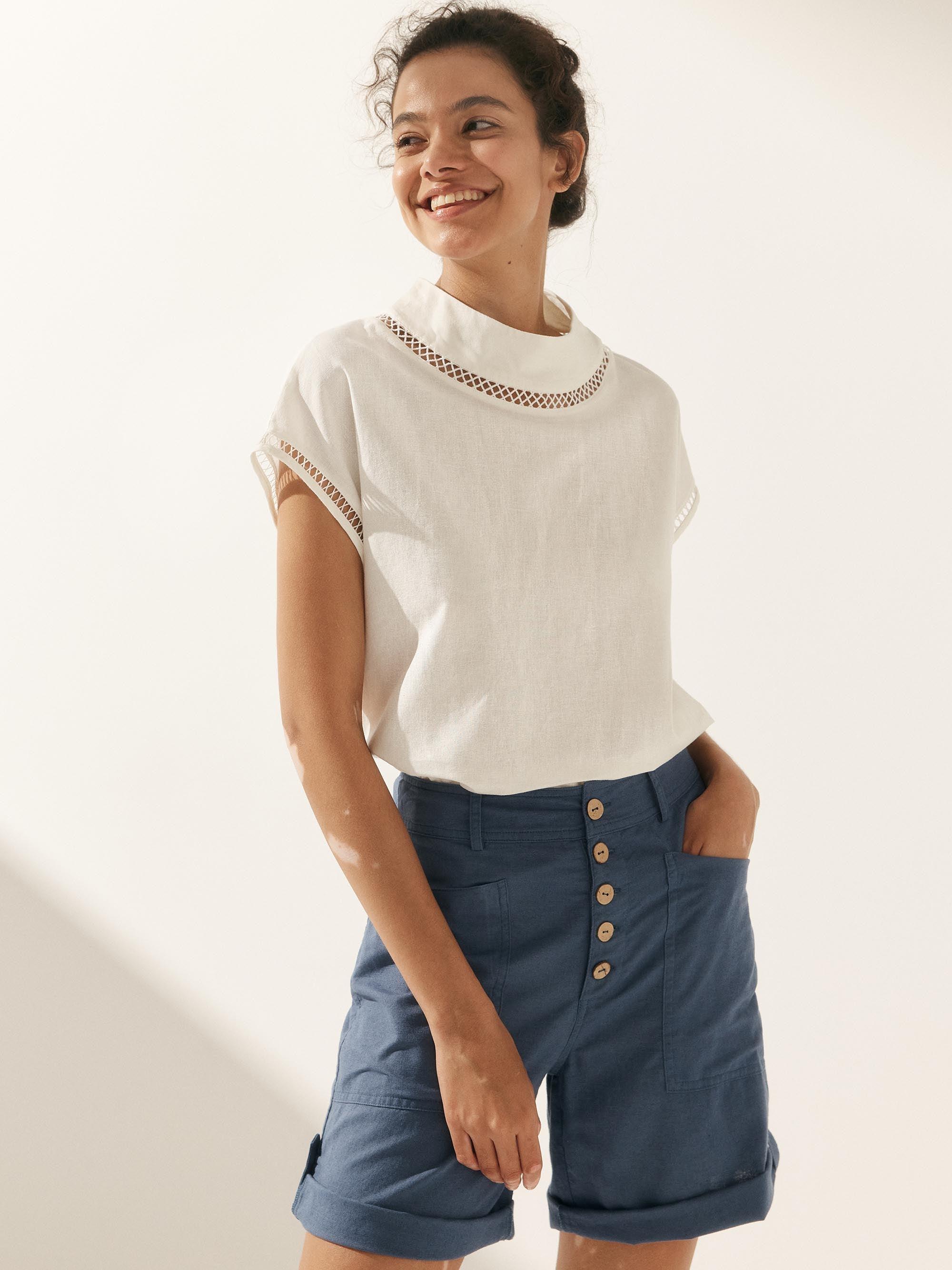 Linen Cutout Turtleneck Top QUINN Linen Cutout Turtleneck Top QUINN