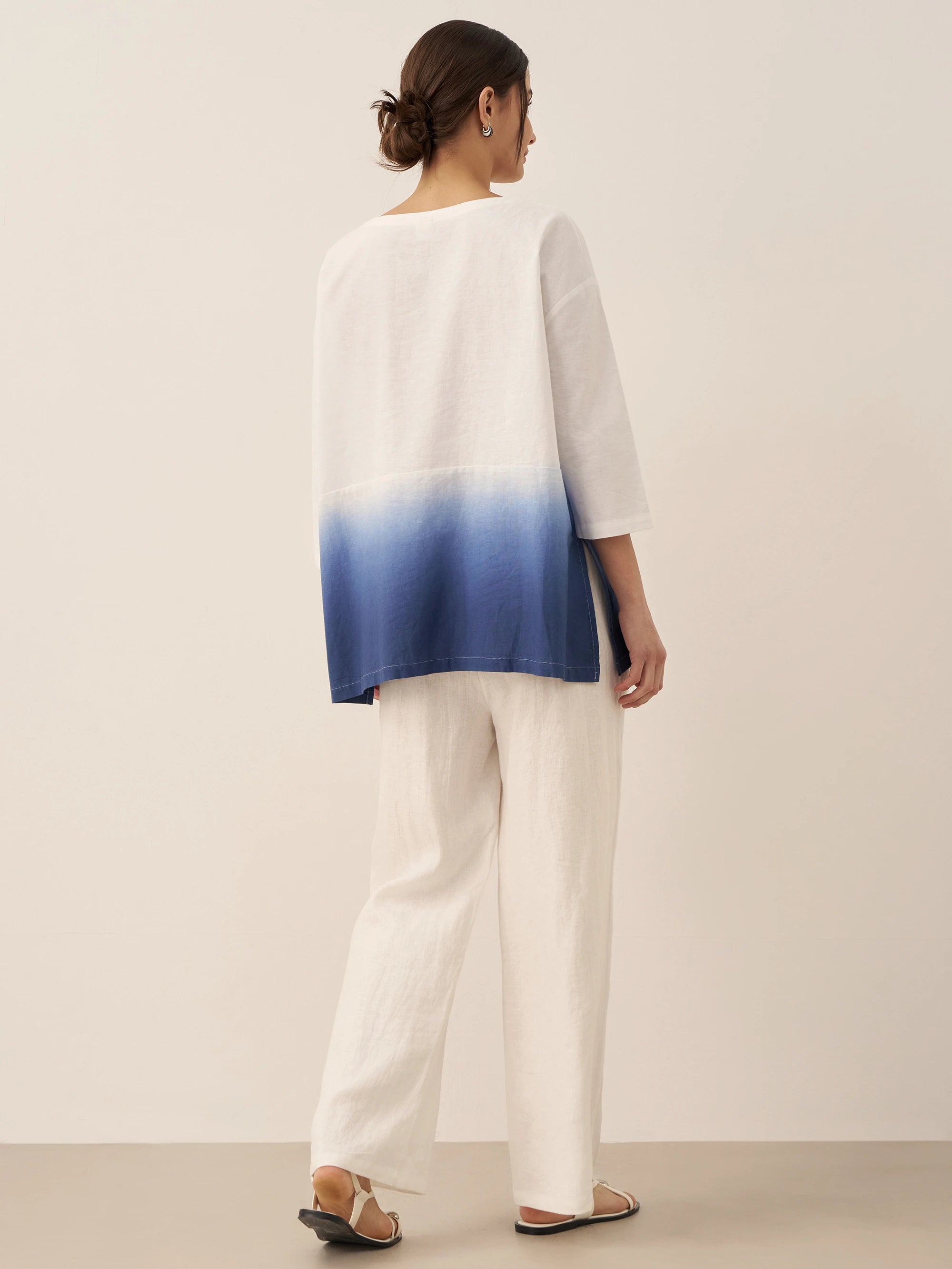 Linen White Boat Neck Oversized Top AVA Linen White Boat Neck Oversized Top AVA