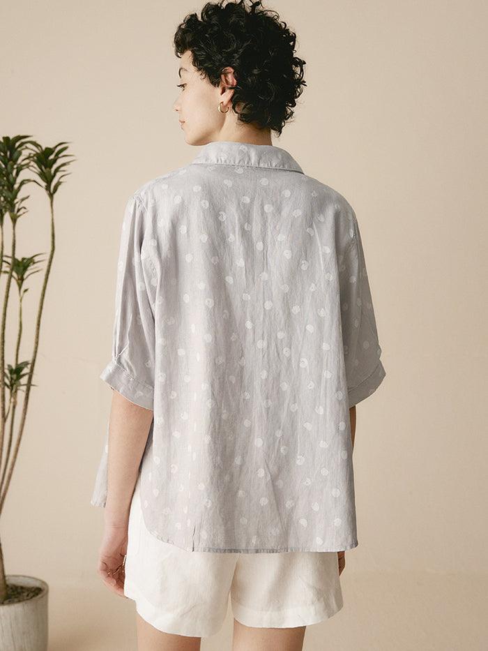 Linen Polka Dots Oversized Linen Shirt CANDICE Linen Polka Dots Oversized Linen Shirt CANDICE