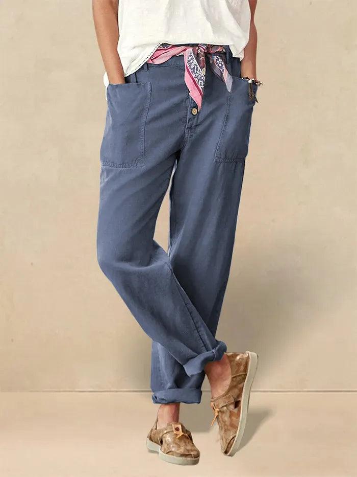 Linen Simple Button Fly Trousers HEIDI Linen Simple Button Fly Trousers HEIDI