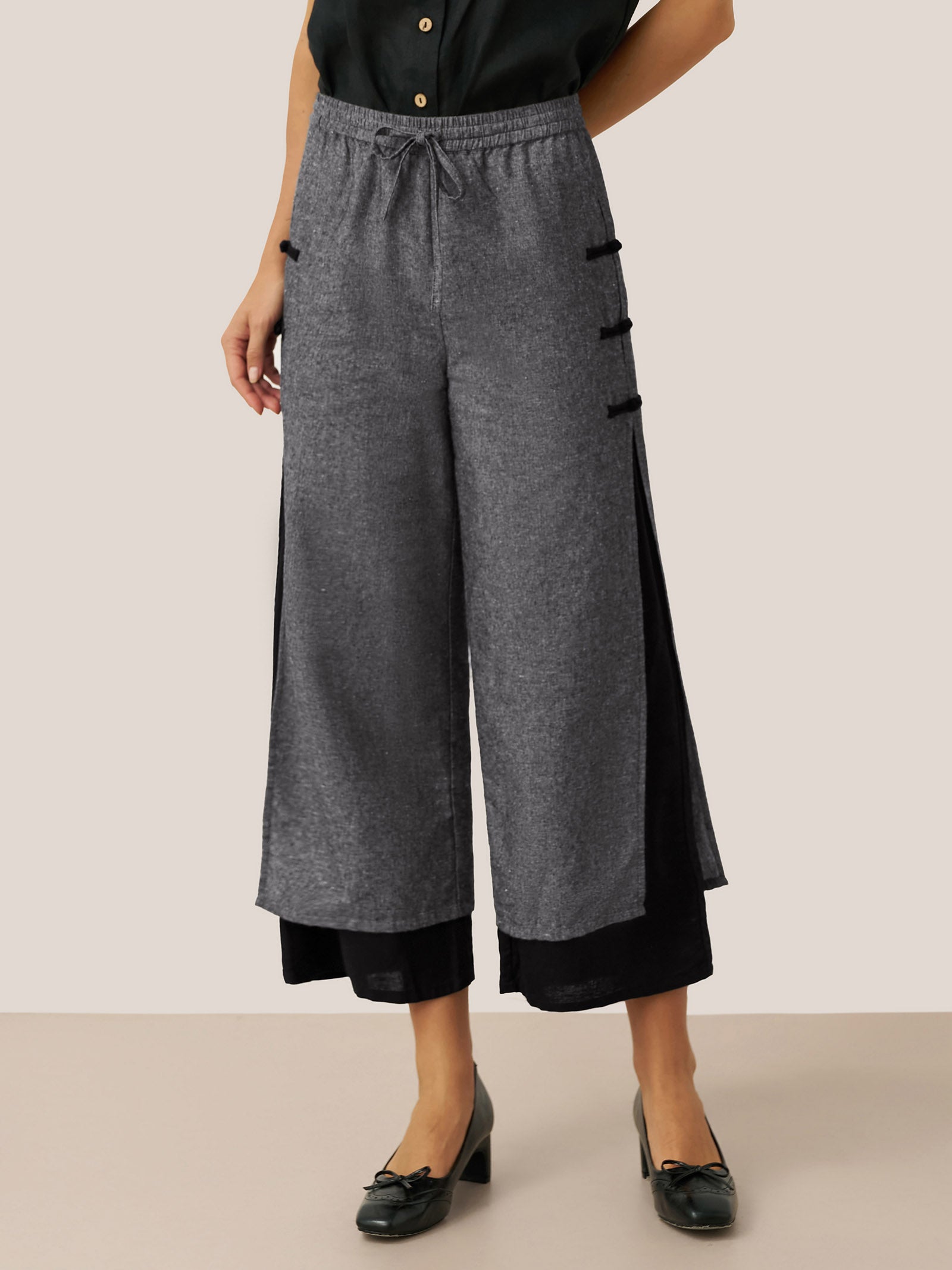 Linen Double Layer Handmade Capri Pants STELLA Linen Double Layer Handmade Capri Pants STELLA