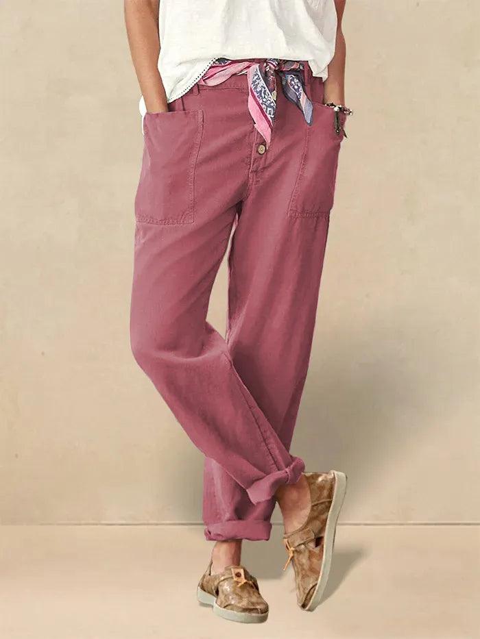 Linen Simple Button Fly Trousers HEIDI Linen Simple Button Fly Trousers HEIDI