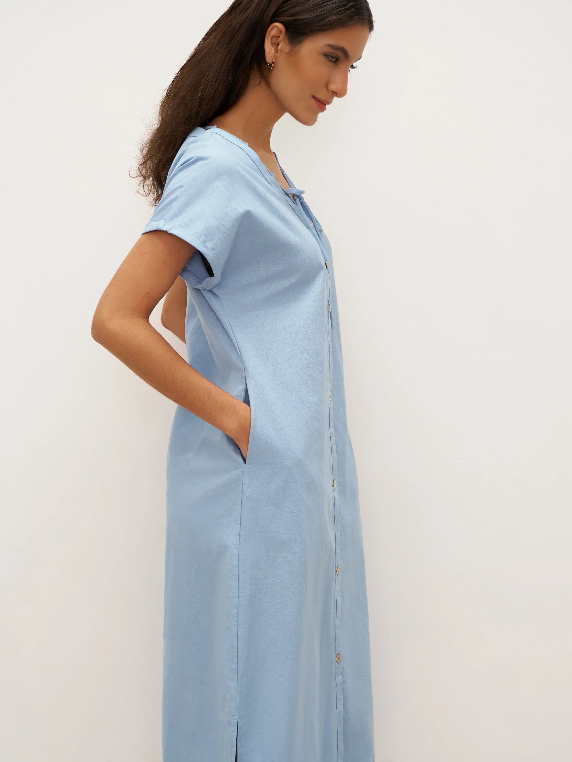 Linen Ladder Tie Simple Dress TAMARA Linen Ladder Tie Simple Dress TAMARA