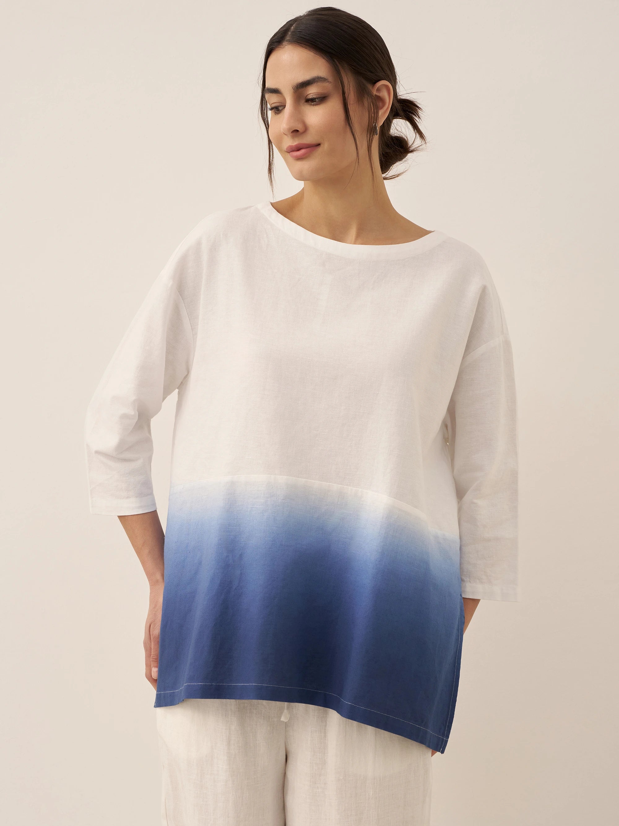 Linen White Boat Neck Oversized Top AVA Linen White Boat Neck Oversized Top AVA