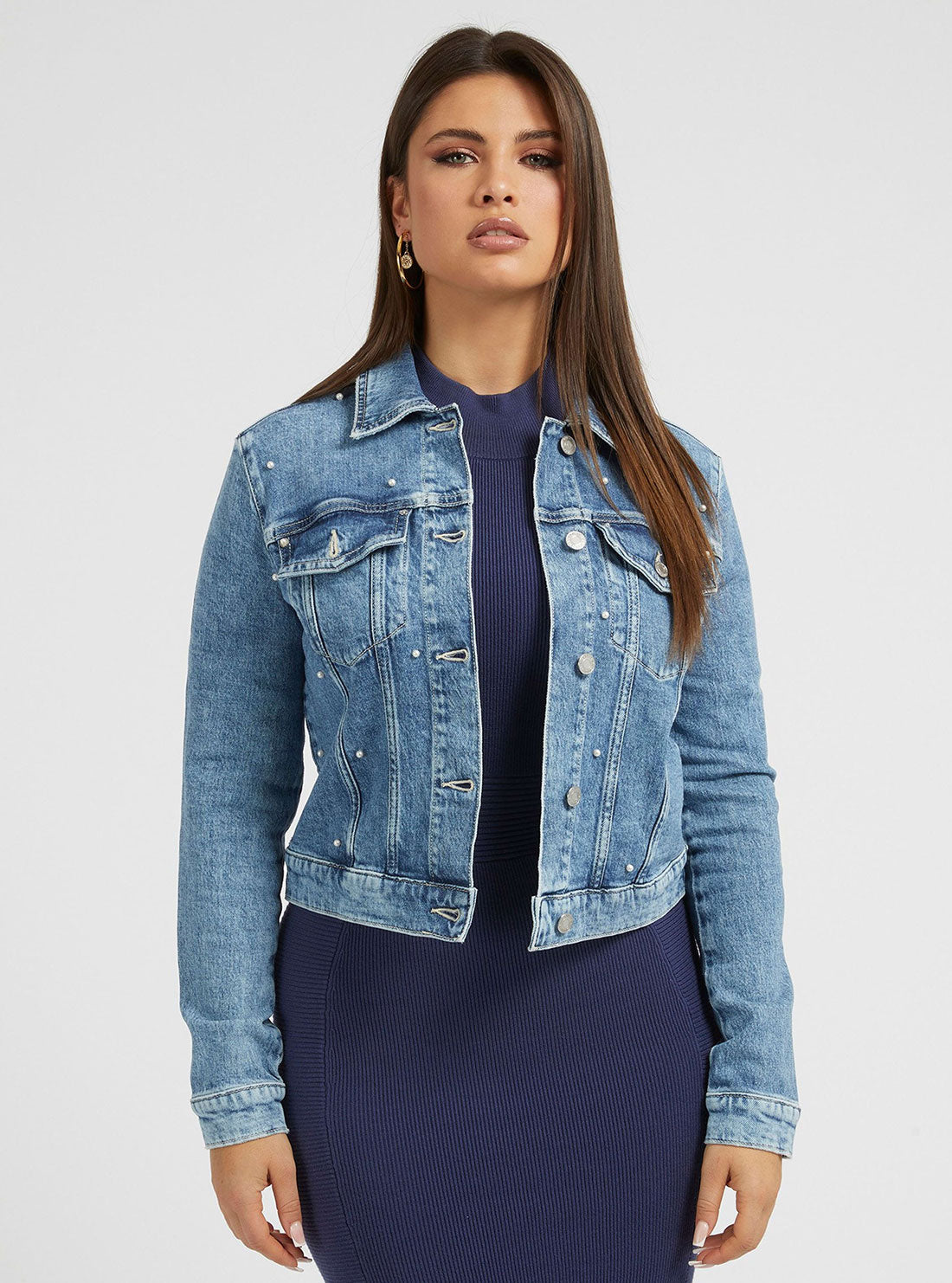 Blue Adoria Pearl Denim Jacket Blue Adoria Pearl Denim Jacket