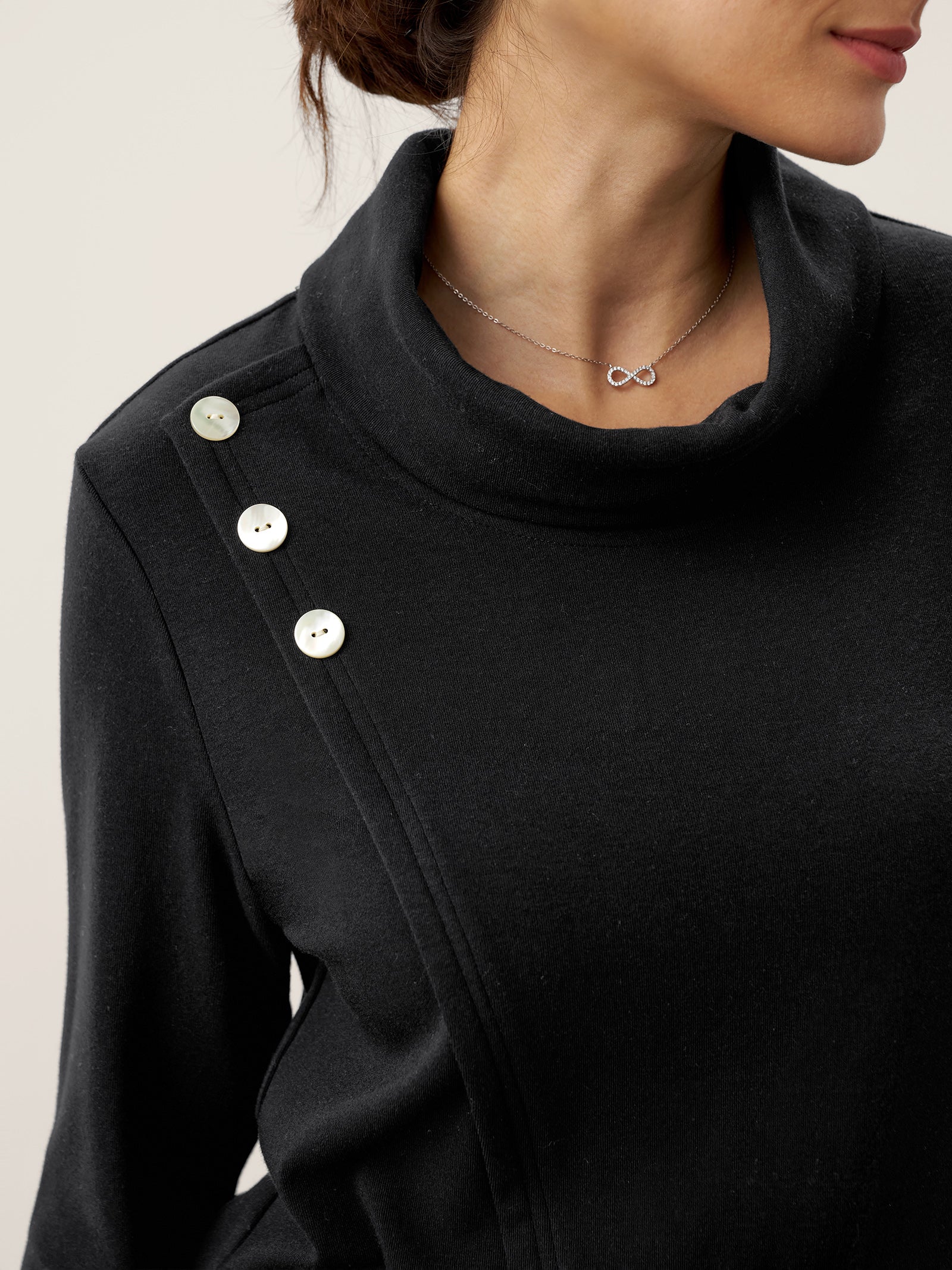 Mock Neck Buttoned Stretch Top ZARIA Mock Neck Buttoned Stretch Top ZARIA
