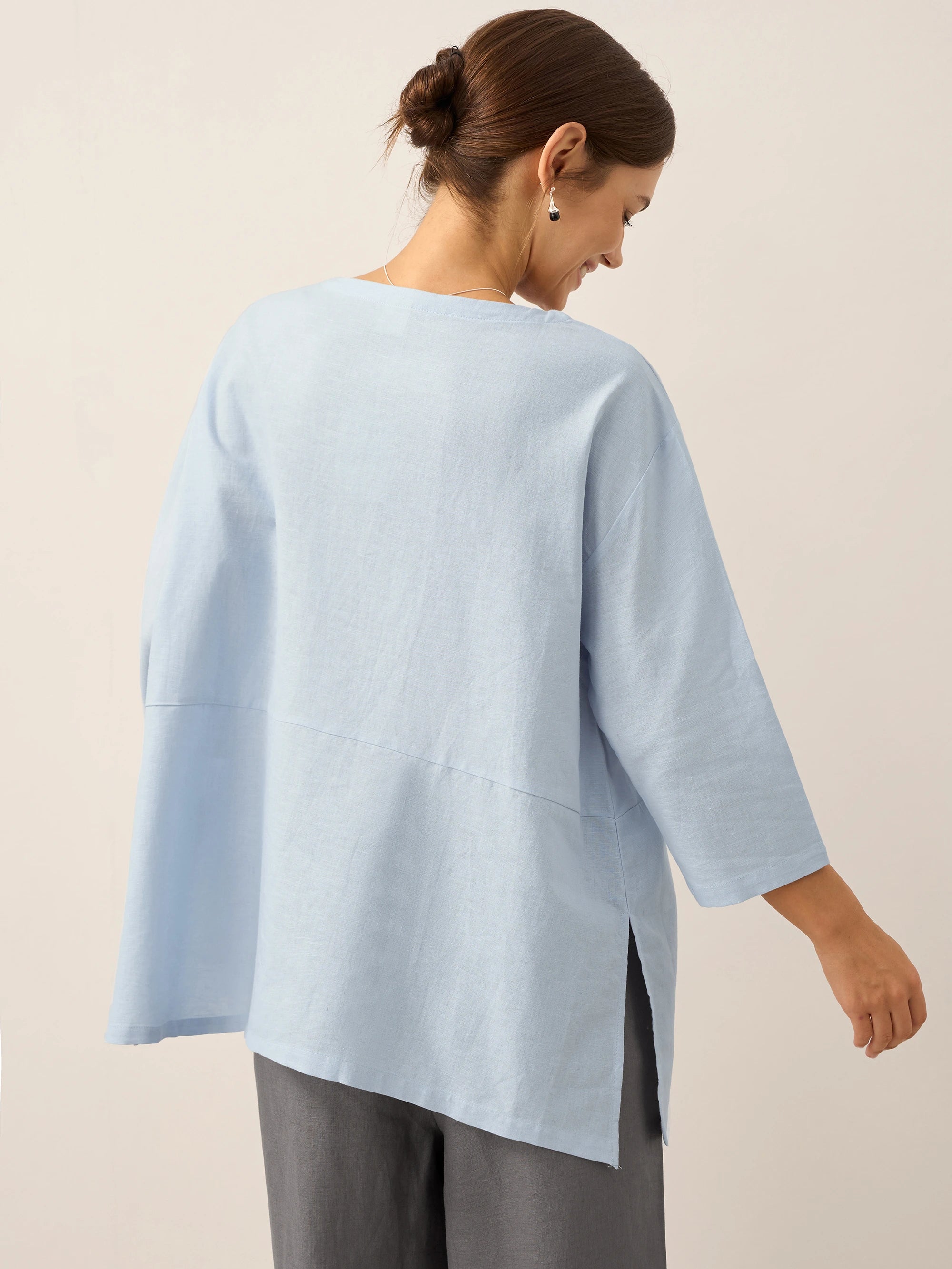 Linen White Boat Neck Oversized Top AVA Linen White Boat Neck Oversized Top AVA