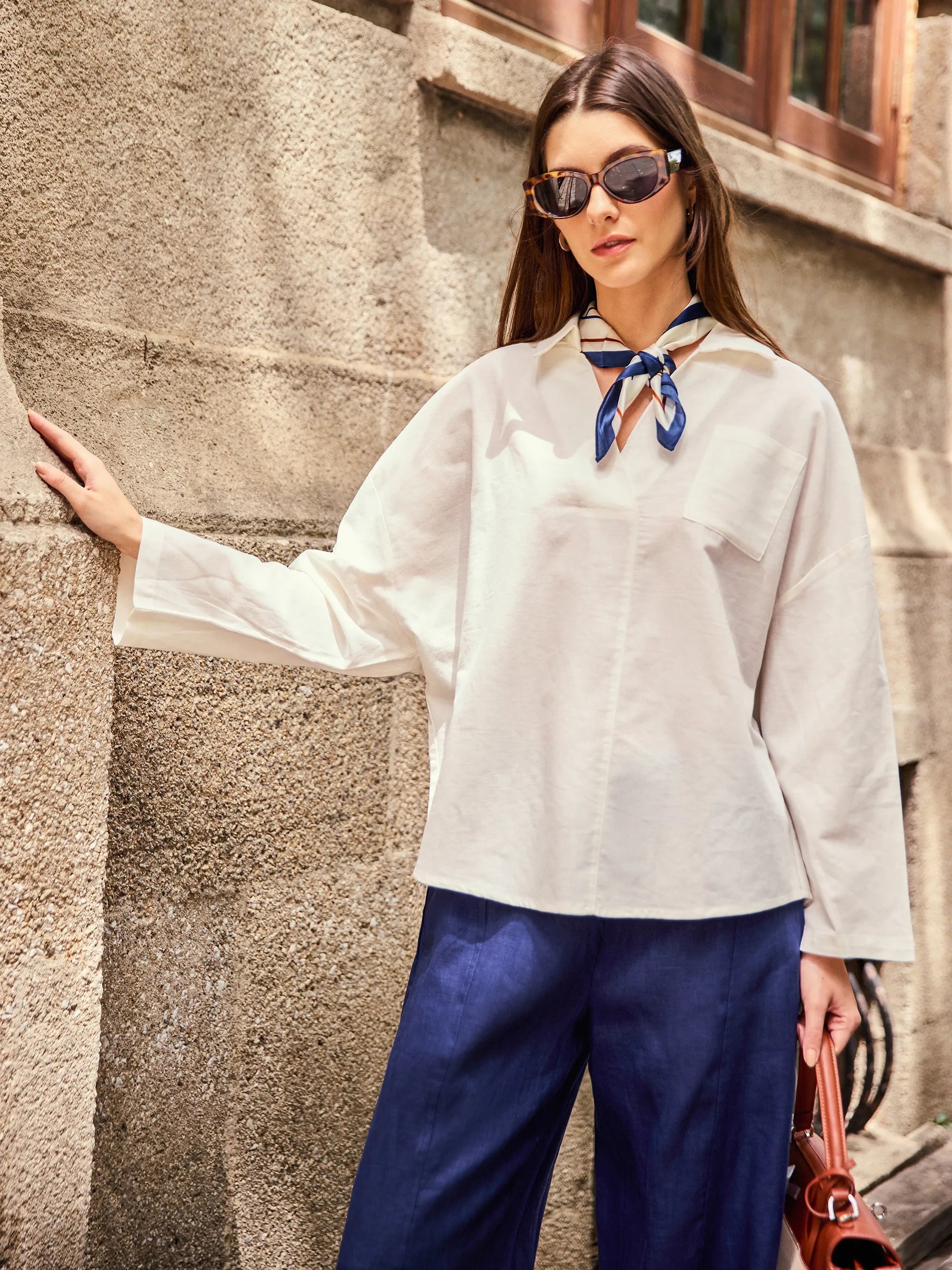 Linen Oversized Fit Pocket Shirt ELOWEN Linen Oversized Fit Pocket Shirt ELOWEN