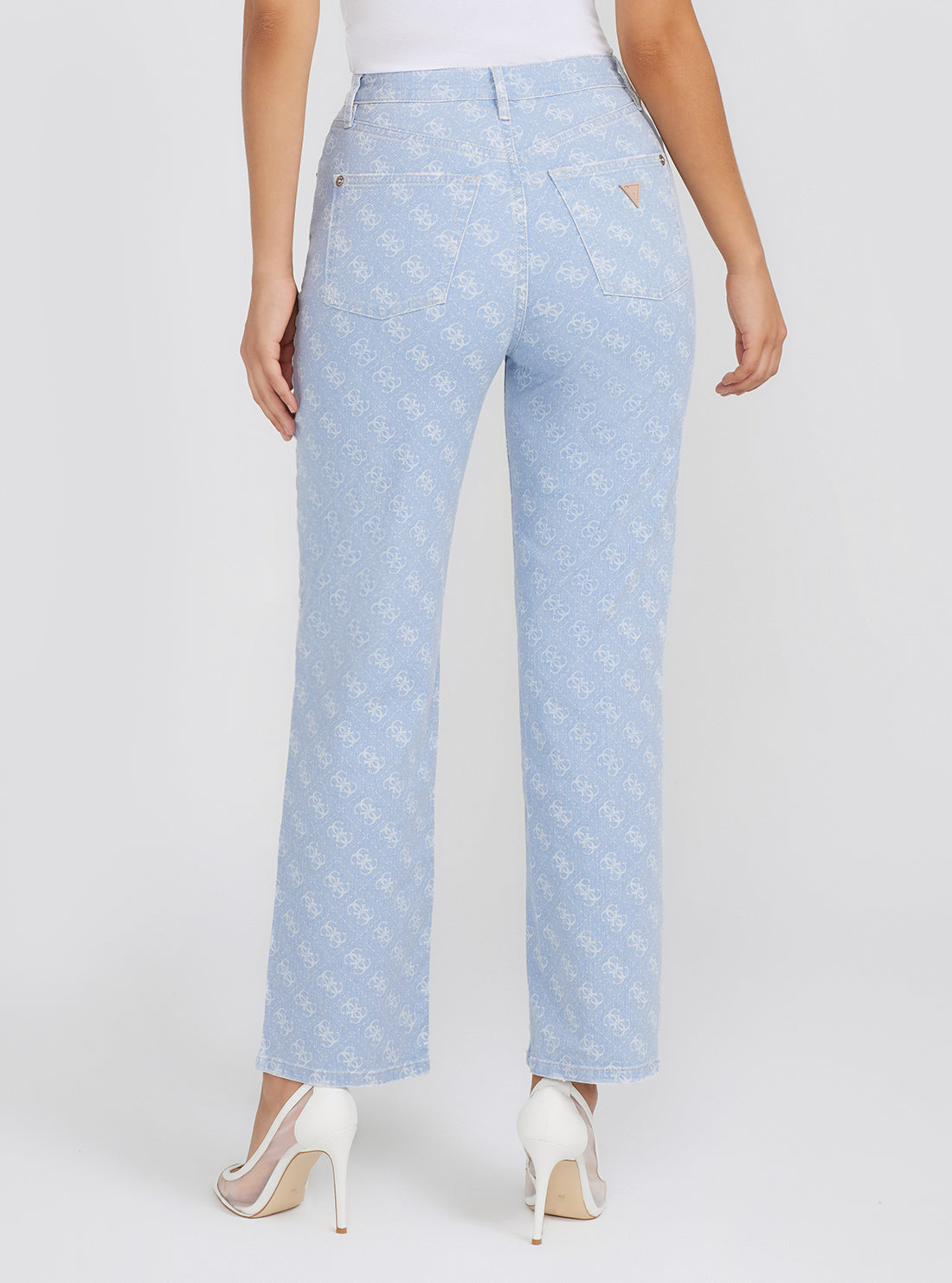 Eco High Rise Wide Leg Melrose Quattro G Denim Jeans In Funny Blue Wash Eco High Rise Wide Leg Melrose Quattro G Denim Jeans In Funny Blue Wash