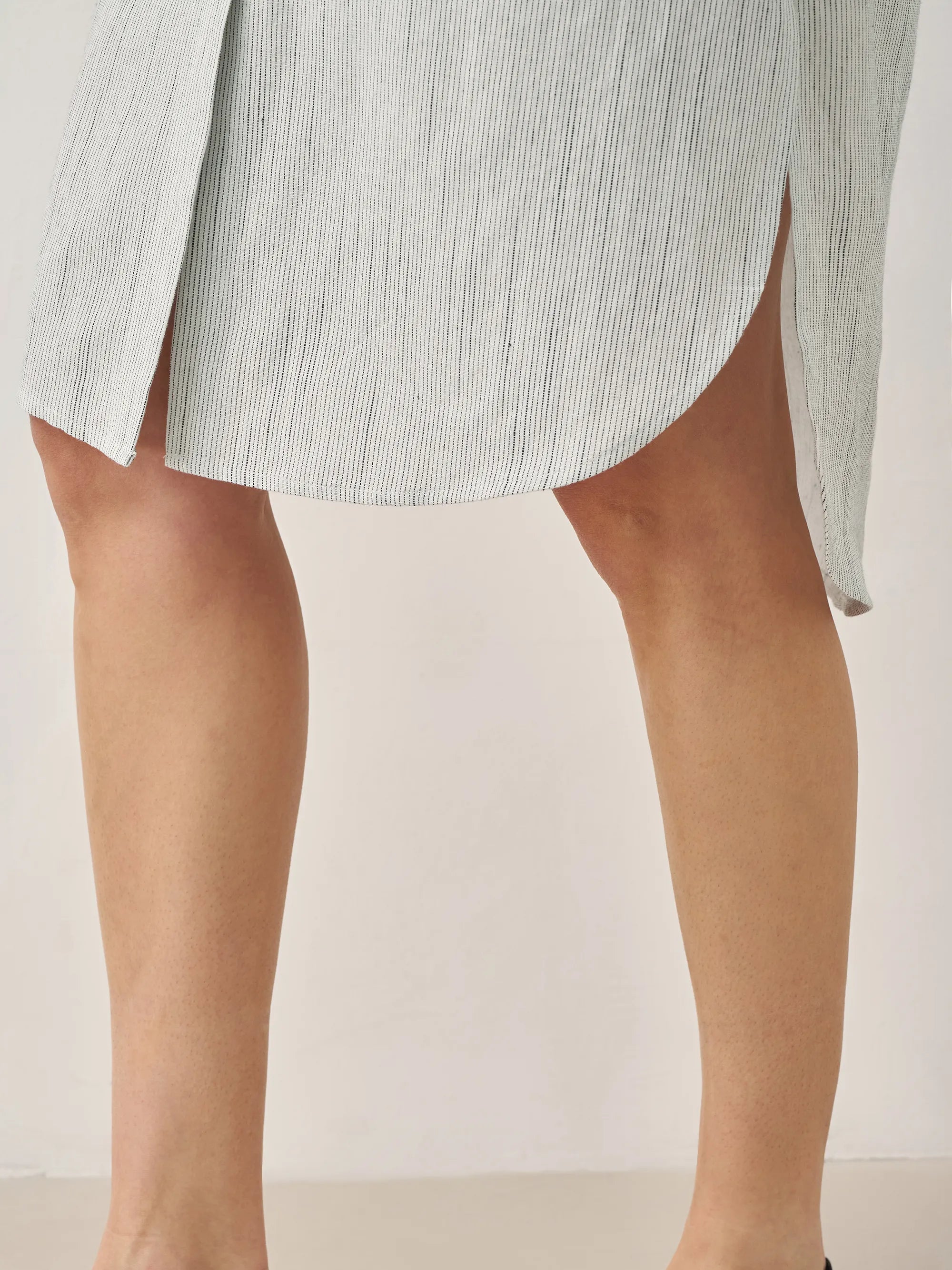 Linen Button-Front Artistic Stripe Shirt Dress JULIA Linen Button-Front Artistic Stripe Shirt Dress JULIA