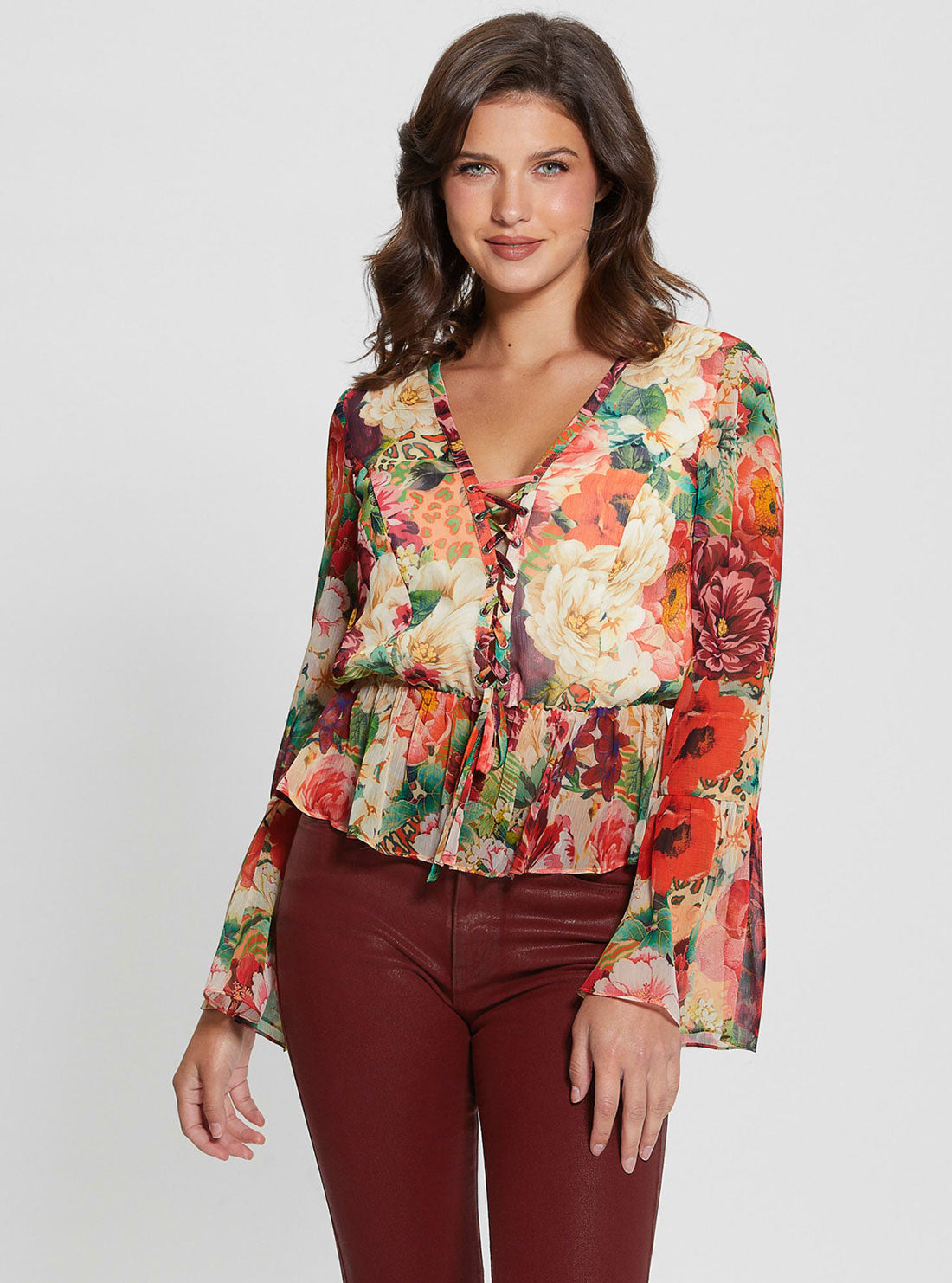Floral Print Long Sleeve Demi Top Floral Print Long Sleeve Demi Top