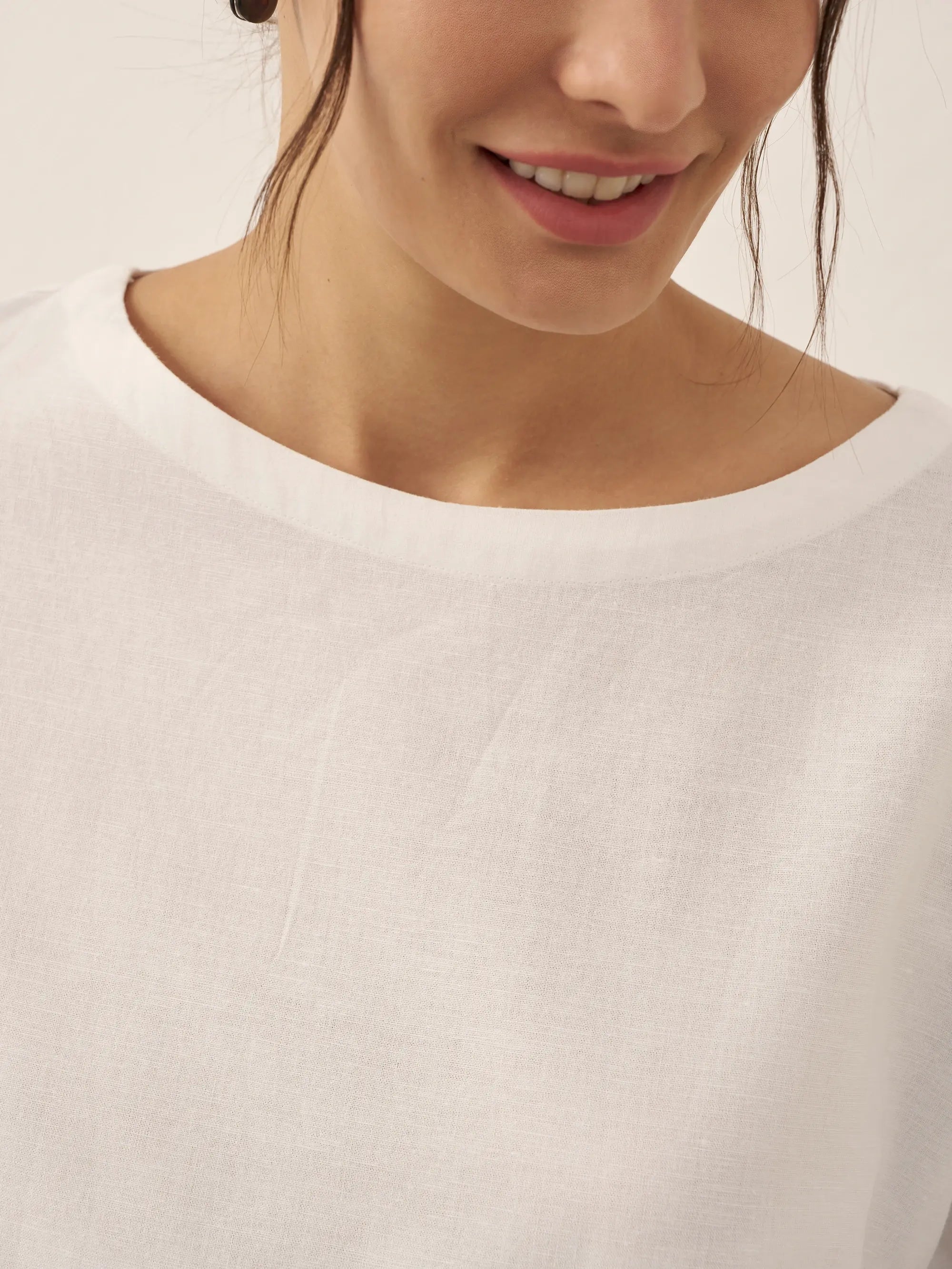 Linen White Boat Neck Oversized Top AVA Linen White Boat Neck Oversized Top AVA