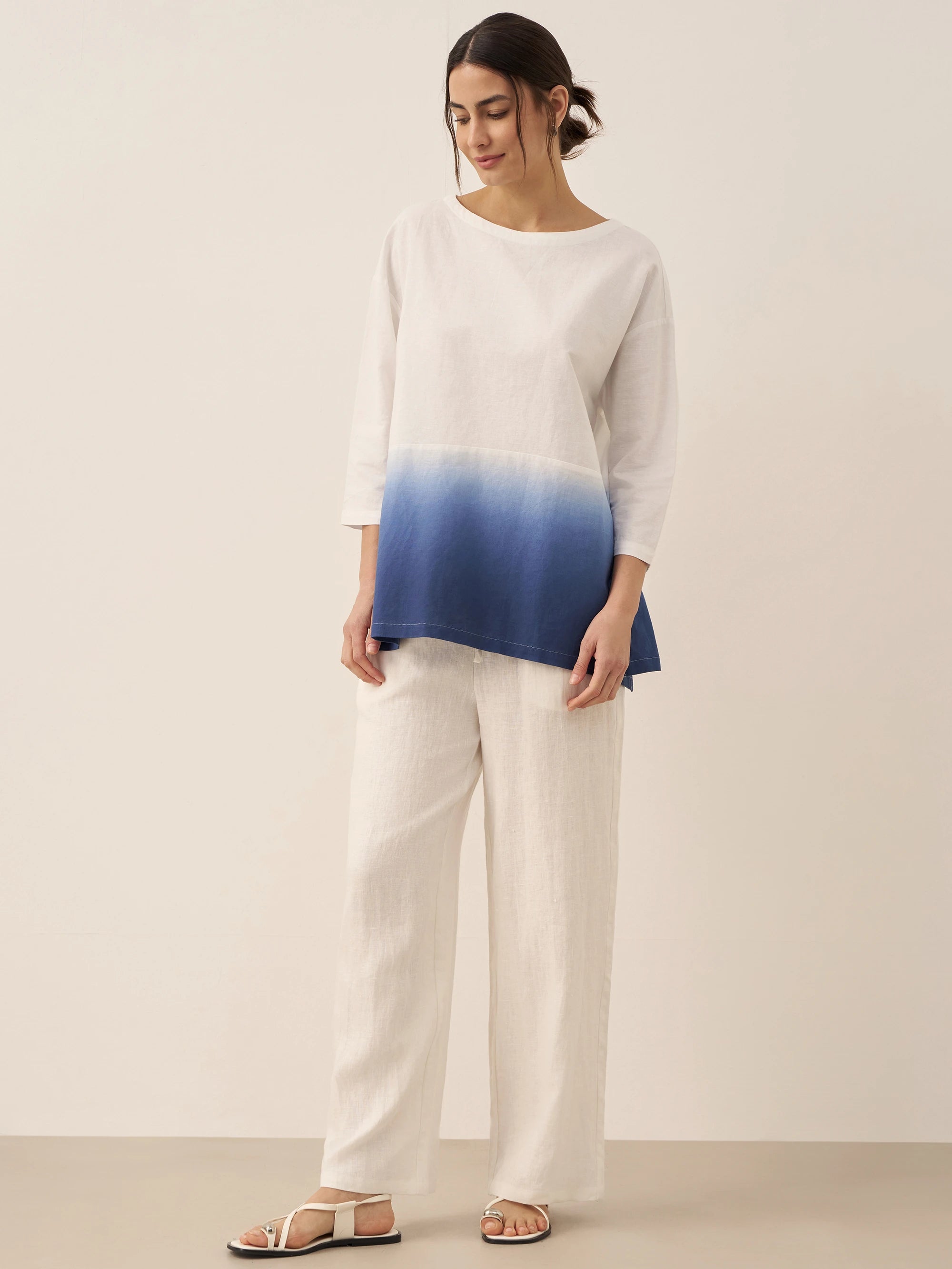 Linen White Boat Neck Oversized Top AVA Linen White Boat Neck Oversized Top AVA