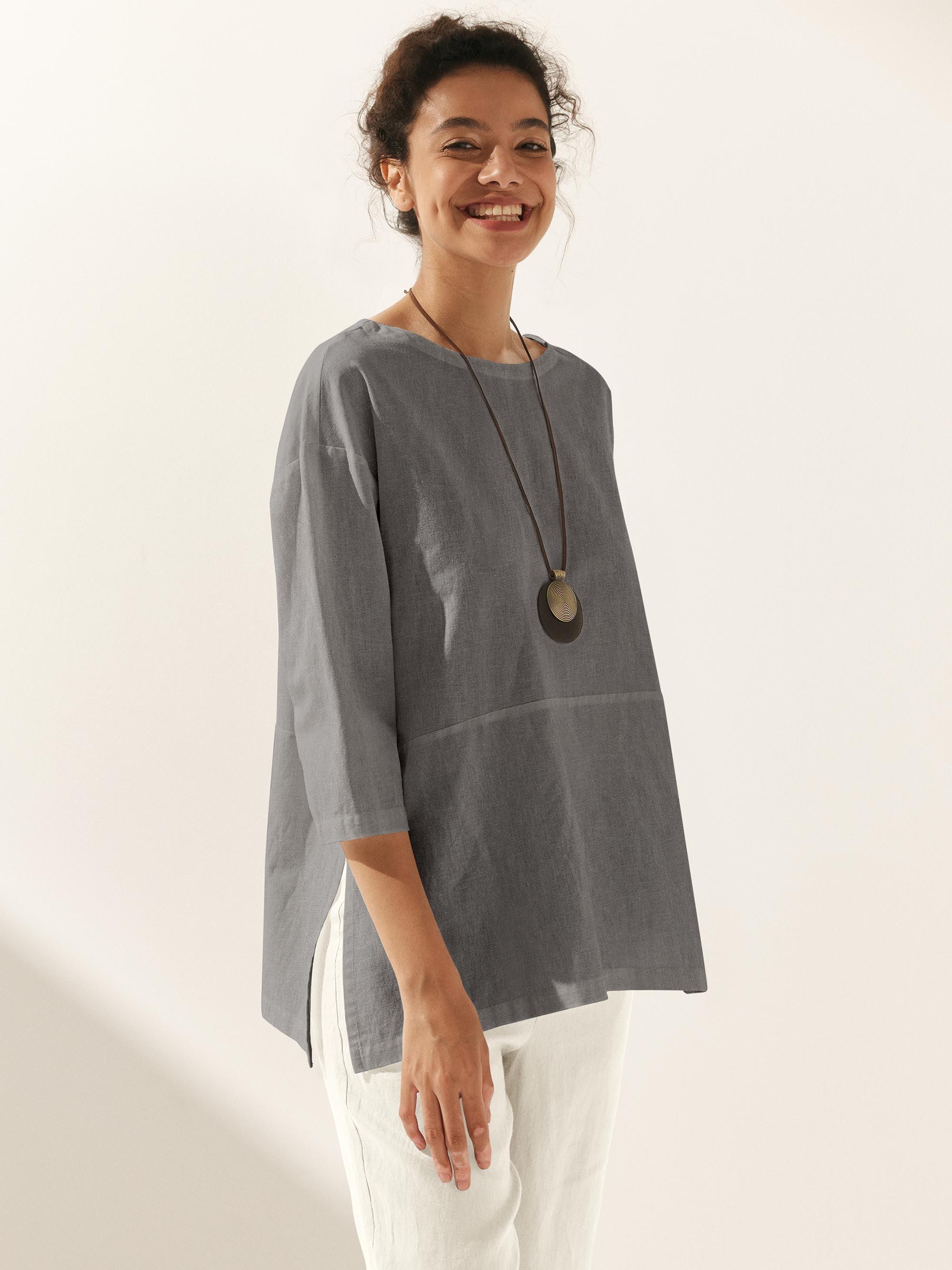 Linen White Boat Neck Oversized Top AVA Linen White Boat Neck Oversized Top AVA
