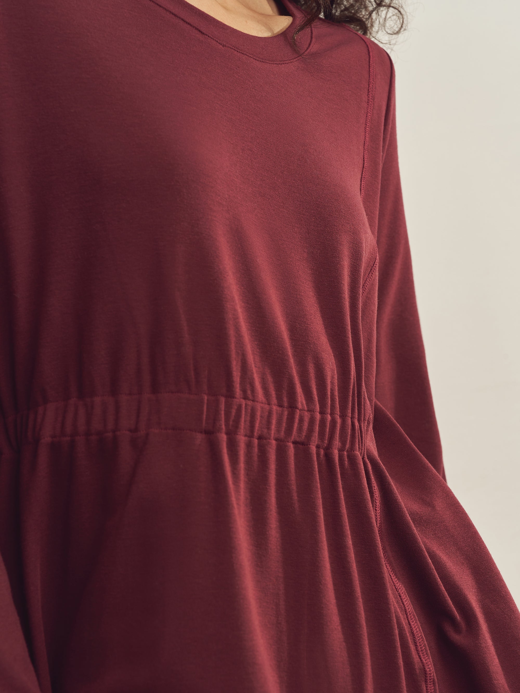 Merino Wool Waist Shirring-Detail Dress Merino Wool Waist Shirring-Detail Dress