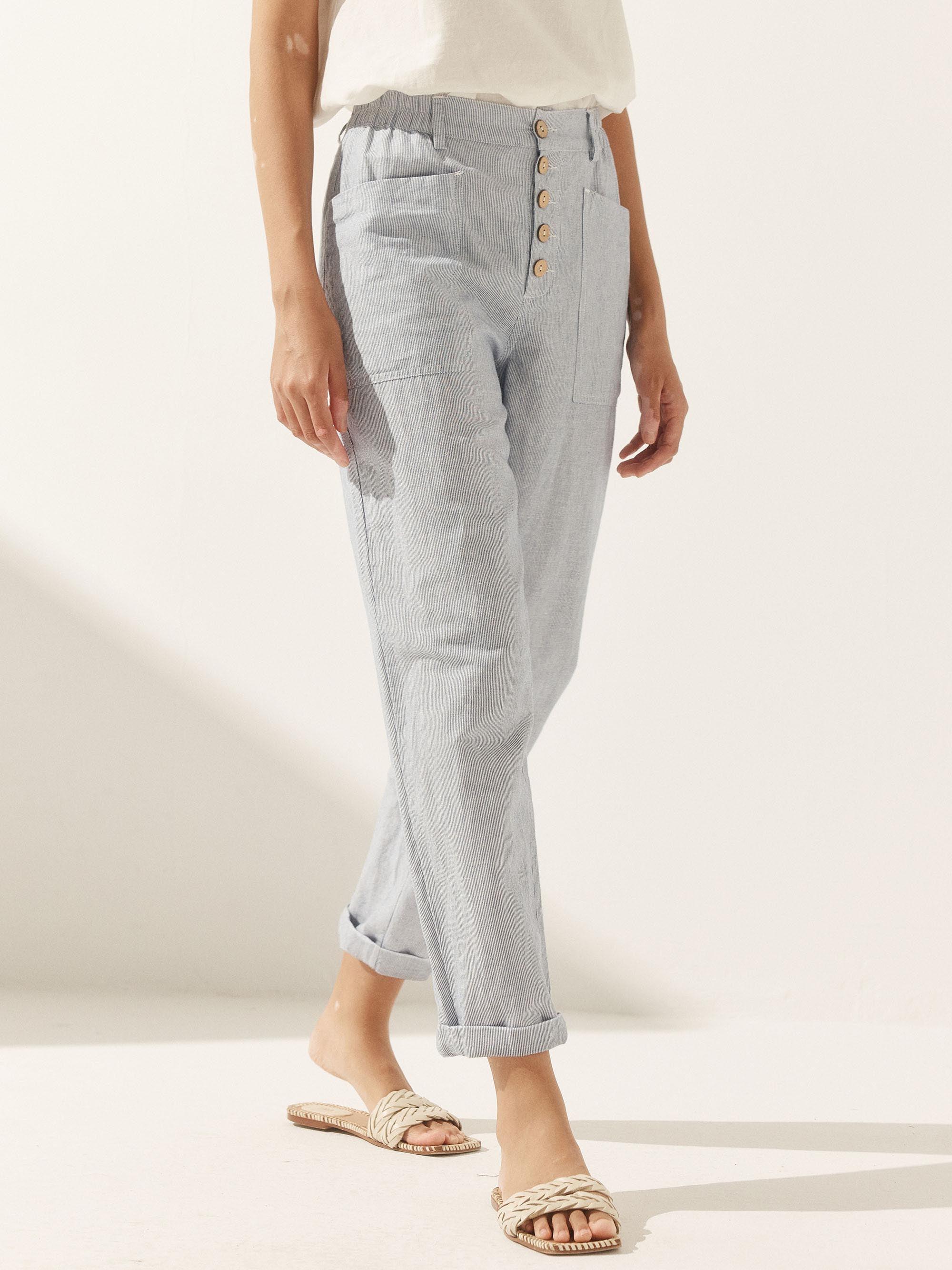 Linen Simple Button Fly Trousers HEIDI Linen Simple Button Fly Trousers HEIDI