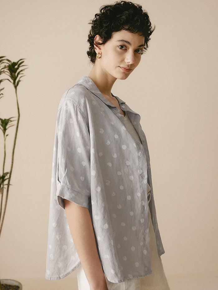 Linen Polka Dots Oversized Linen Shirt CANDICE Linen Polka Dots Oversized Linen Shirt CANDICE