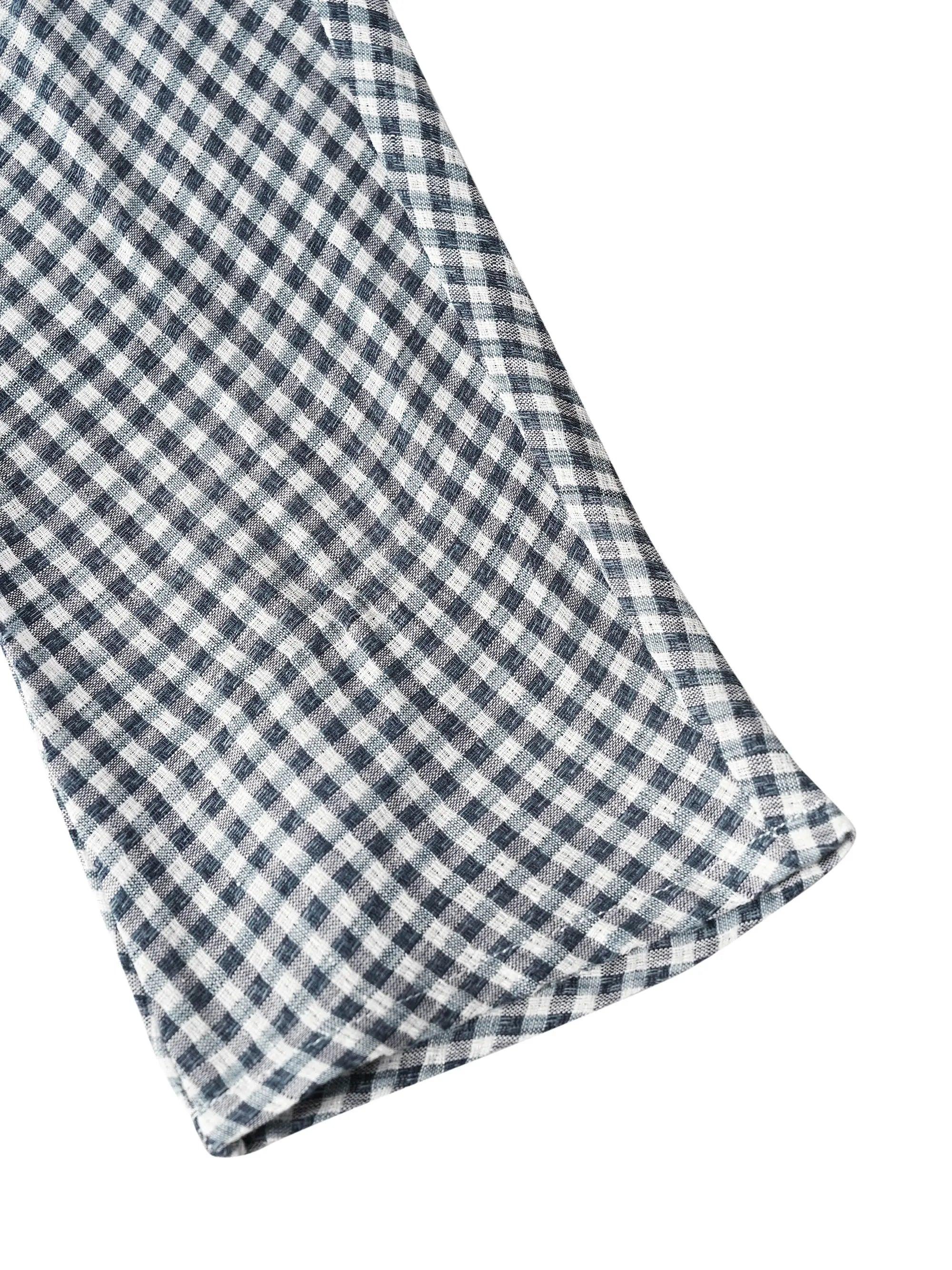 Linen Checked Long-Sleeved Top CAROLINE Linen Checked Long-Sleeved Top CAROLINE