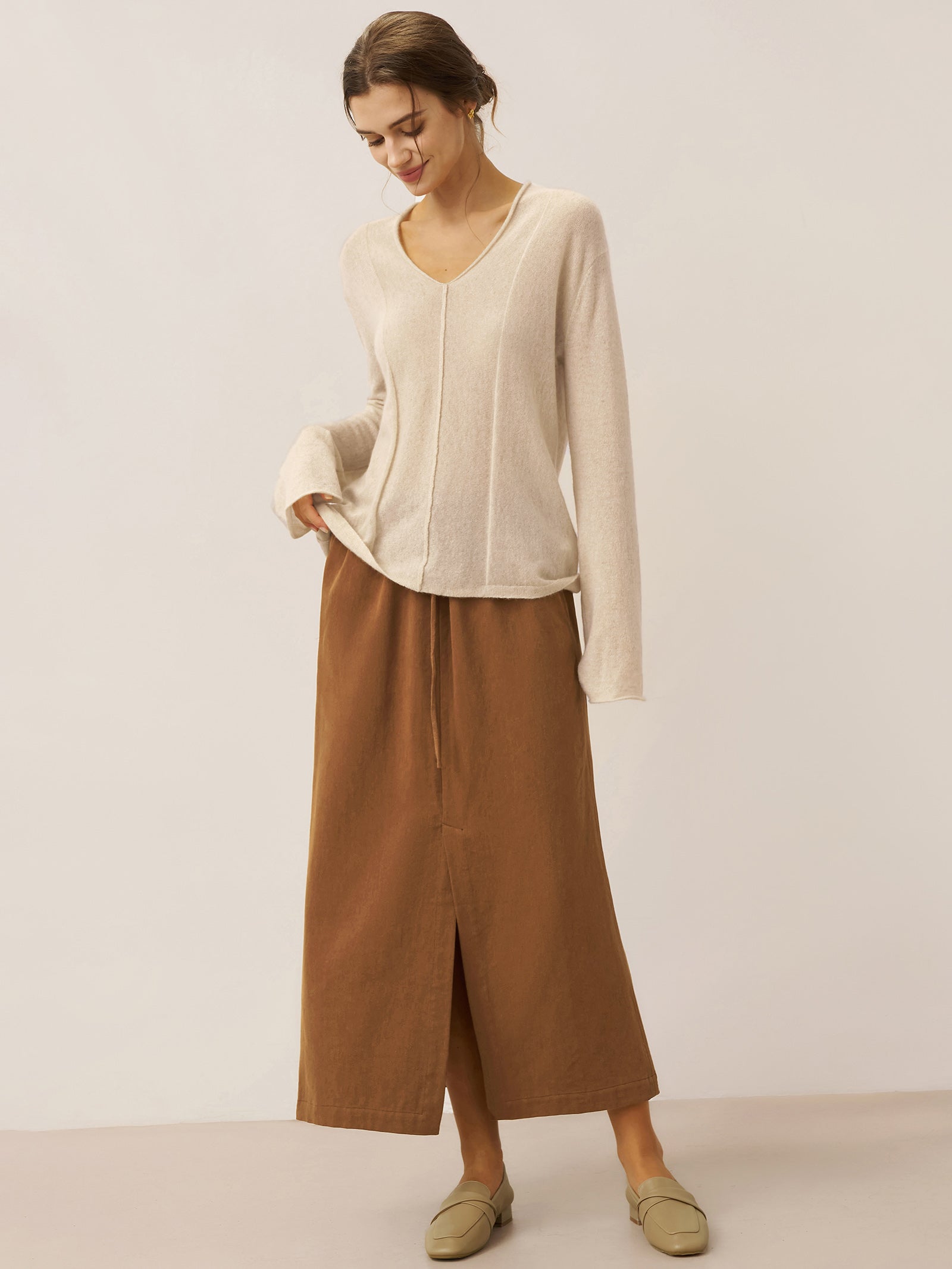 Tencel Linen Drawstring Split Maxi Skirt SAMANTHA Tencel Linen Drawstring Split Maxi Skirt SAMANTHA
