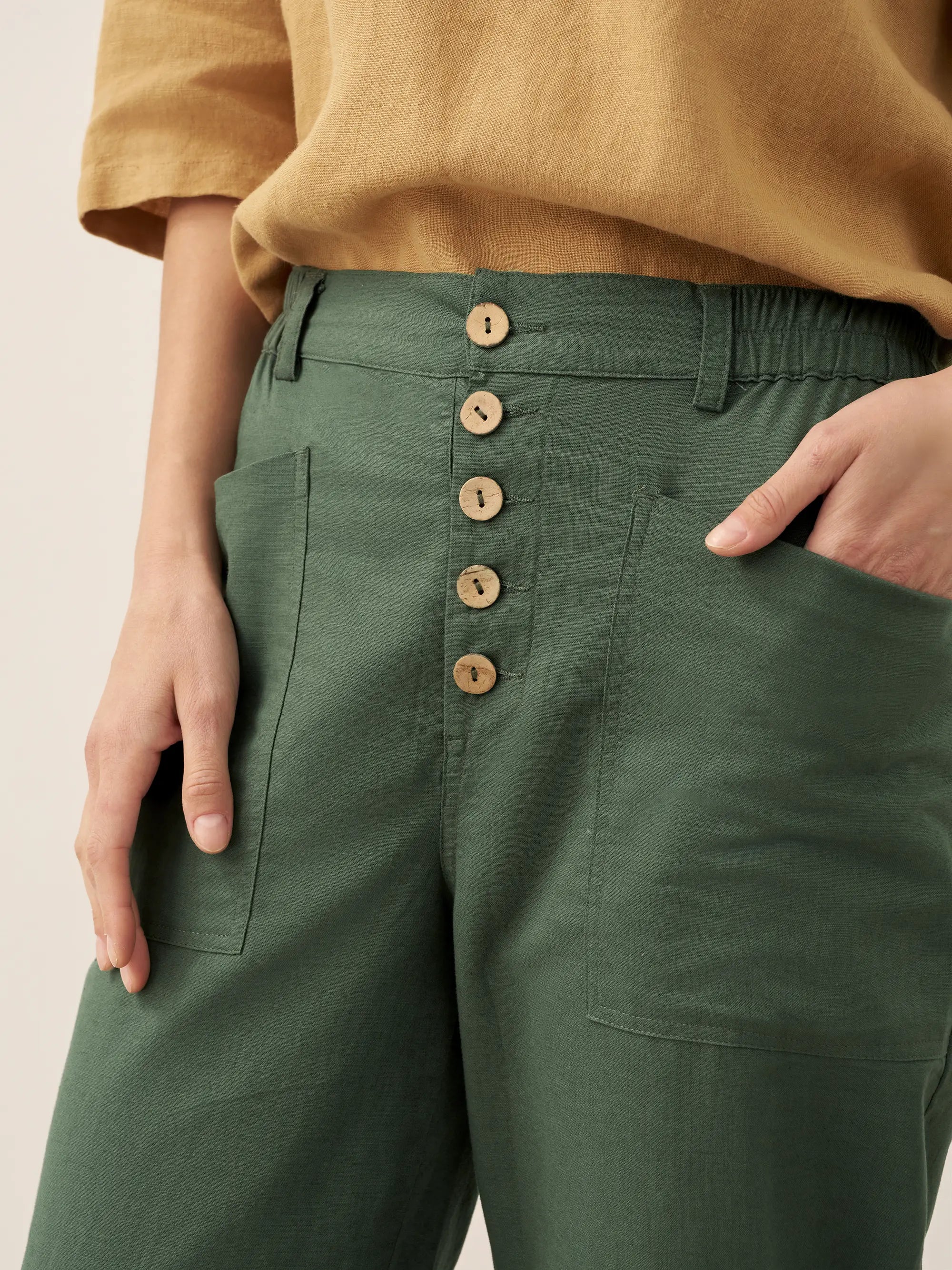 Linen Simple Button Fly Trousers HEIDI Linen Simple Button Fly Trousers HEIDI