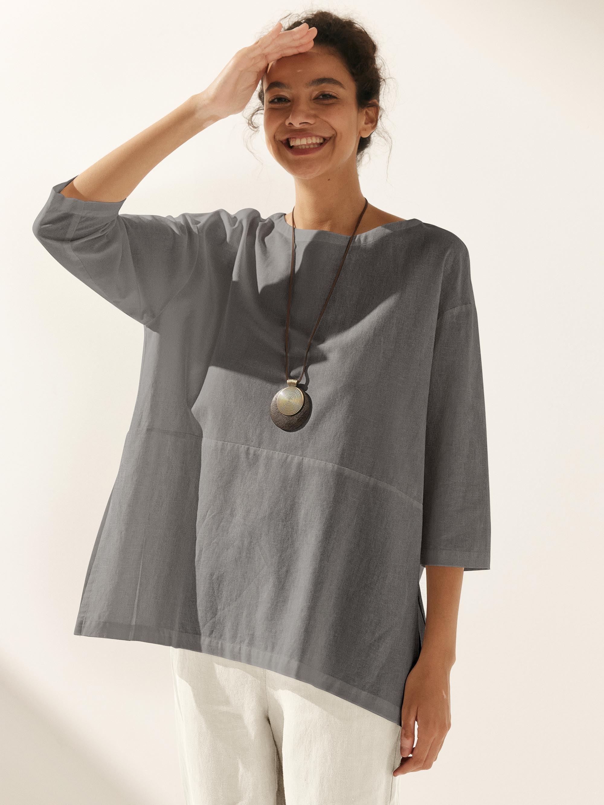 Linen White Boat Neck Oversized Top AVA Linen White Boat Neck Oversized Top AVA