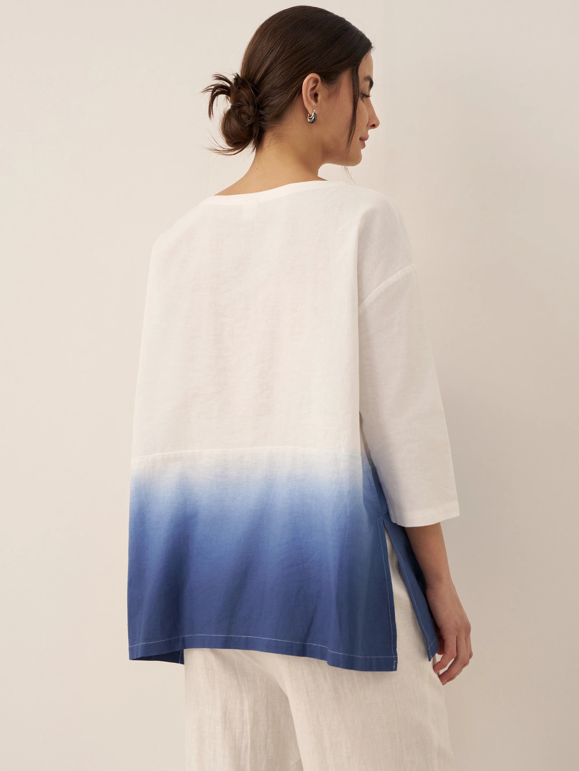 Linen White Boat Neck Oversized Top AVA Linen White Boat Neck Oversized Top AVA