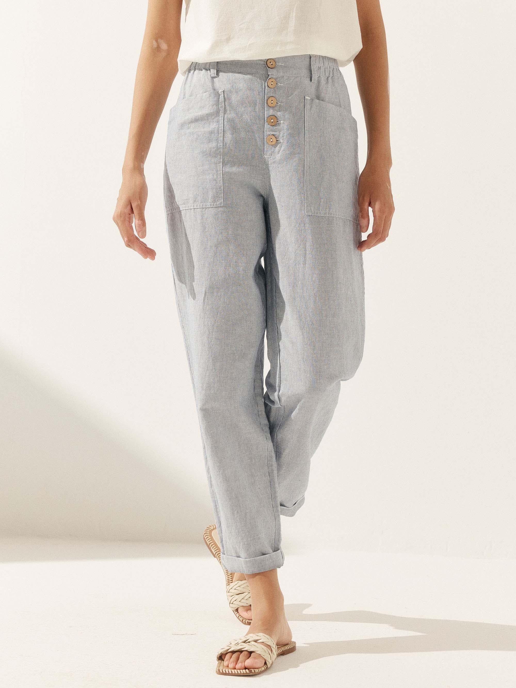 Linen Simple Button Fly Trousers HEIDI Linen Simple Button Fly Trousers HEIDI