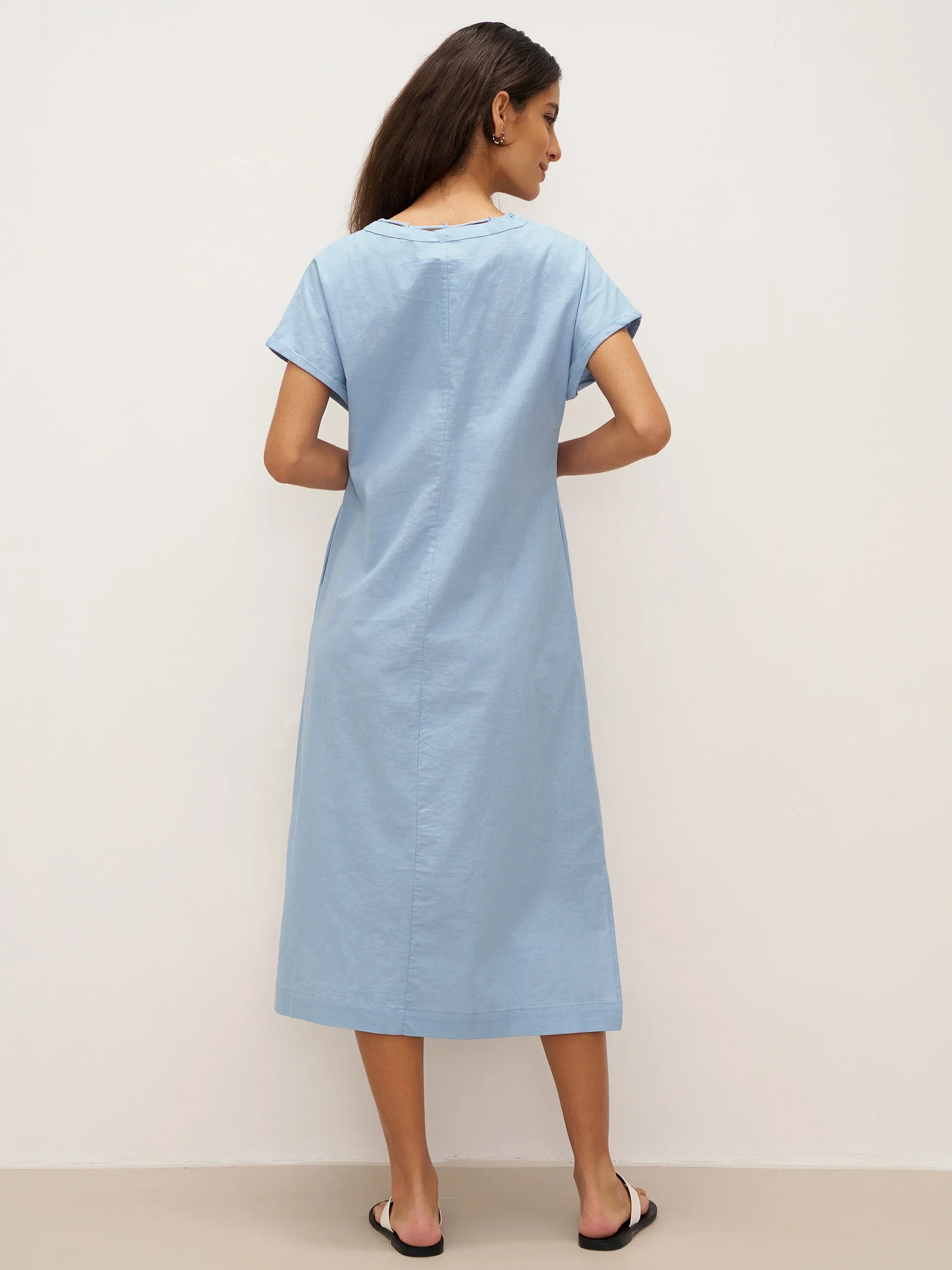 Linen Ladder Tie Simple Dress TAMARA Linen Ladder Tie Simple Dress TAMARA