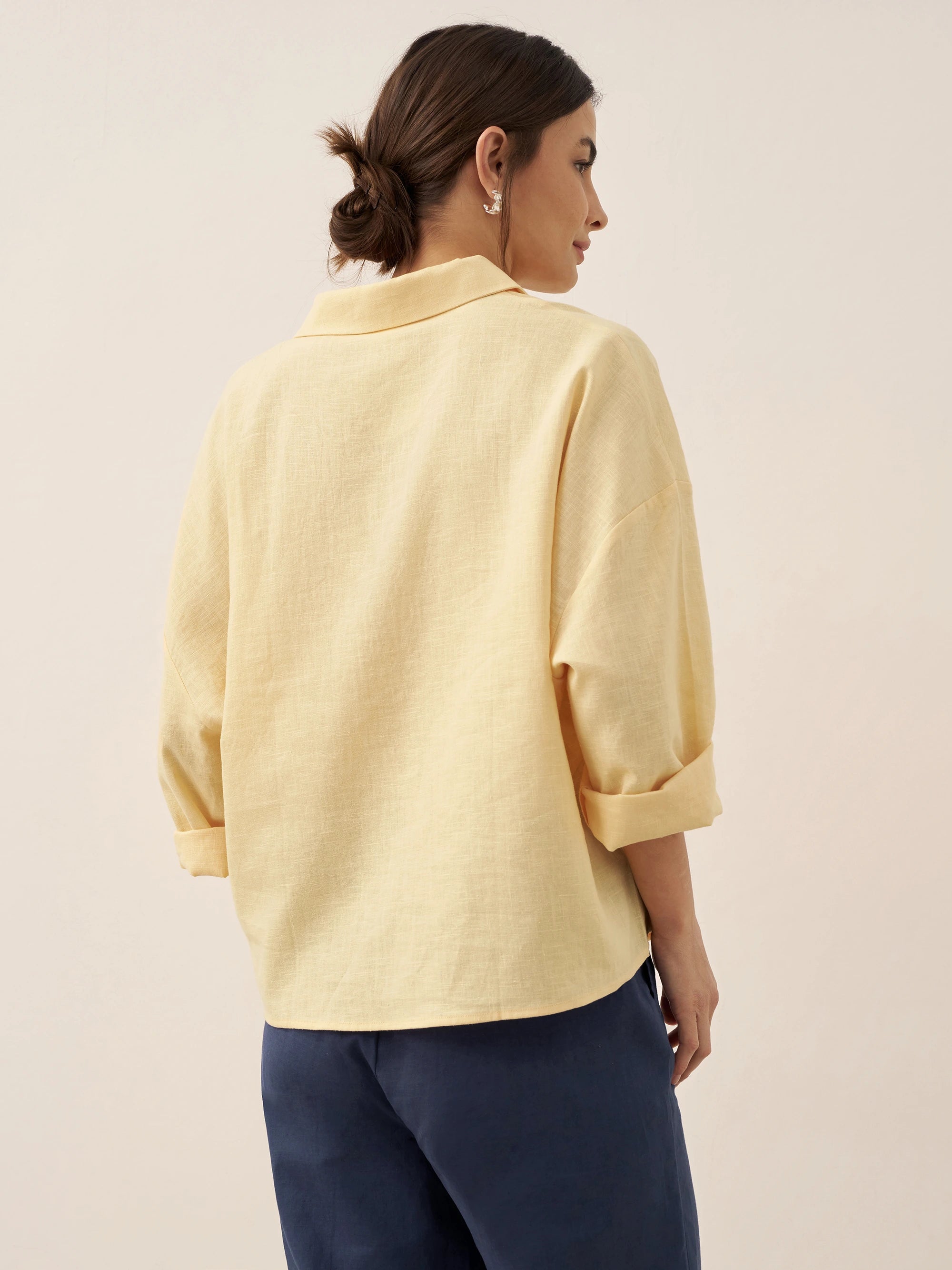 Linen Oversized Fit Pocket Shirt ELOWEN Linen Oversized Fit Pocket Shirt ELOWEN