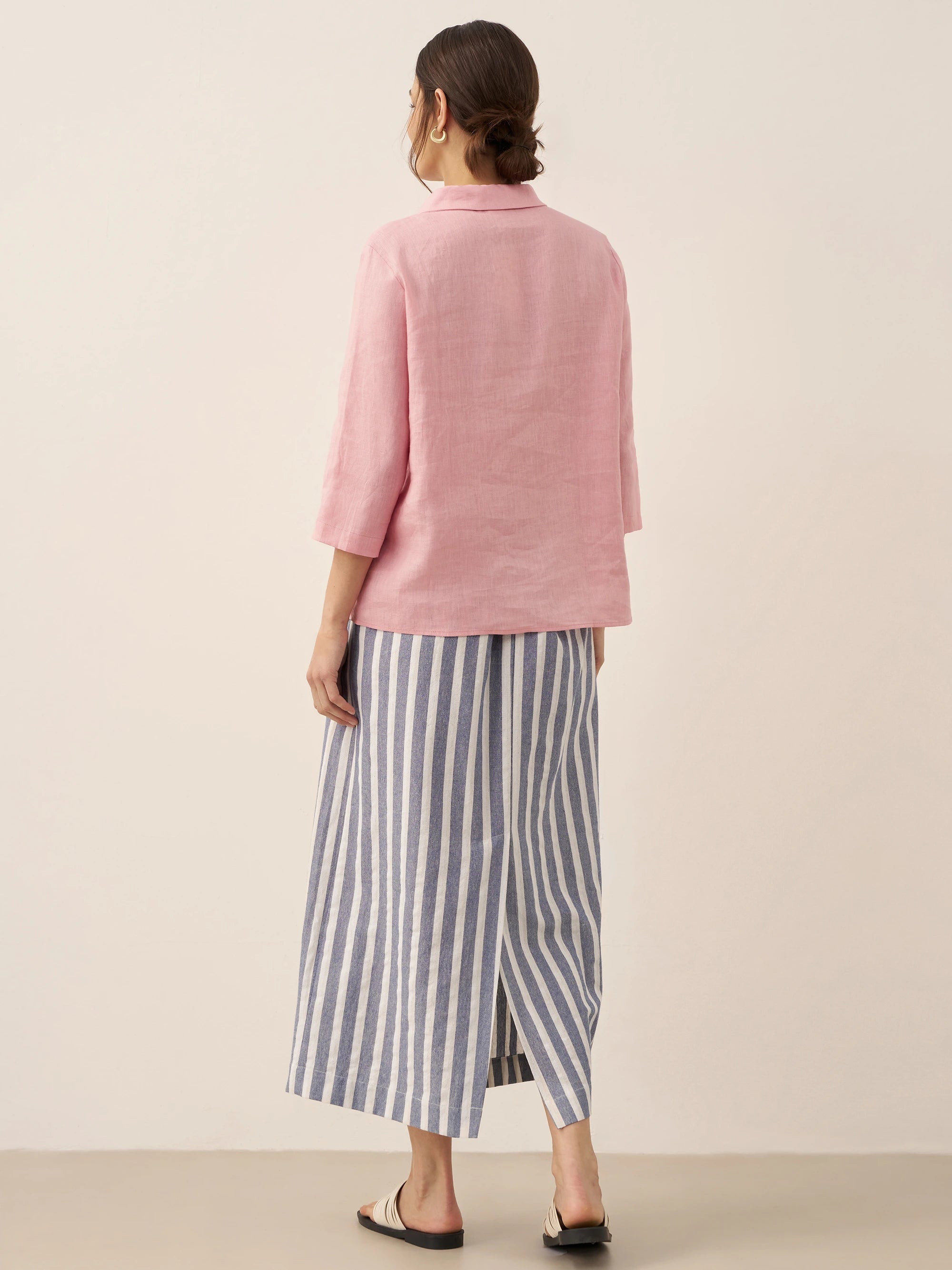 Linen Striped Drawstring Skirt ELISE Linen Striped Drawstring Skirt ELISE