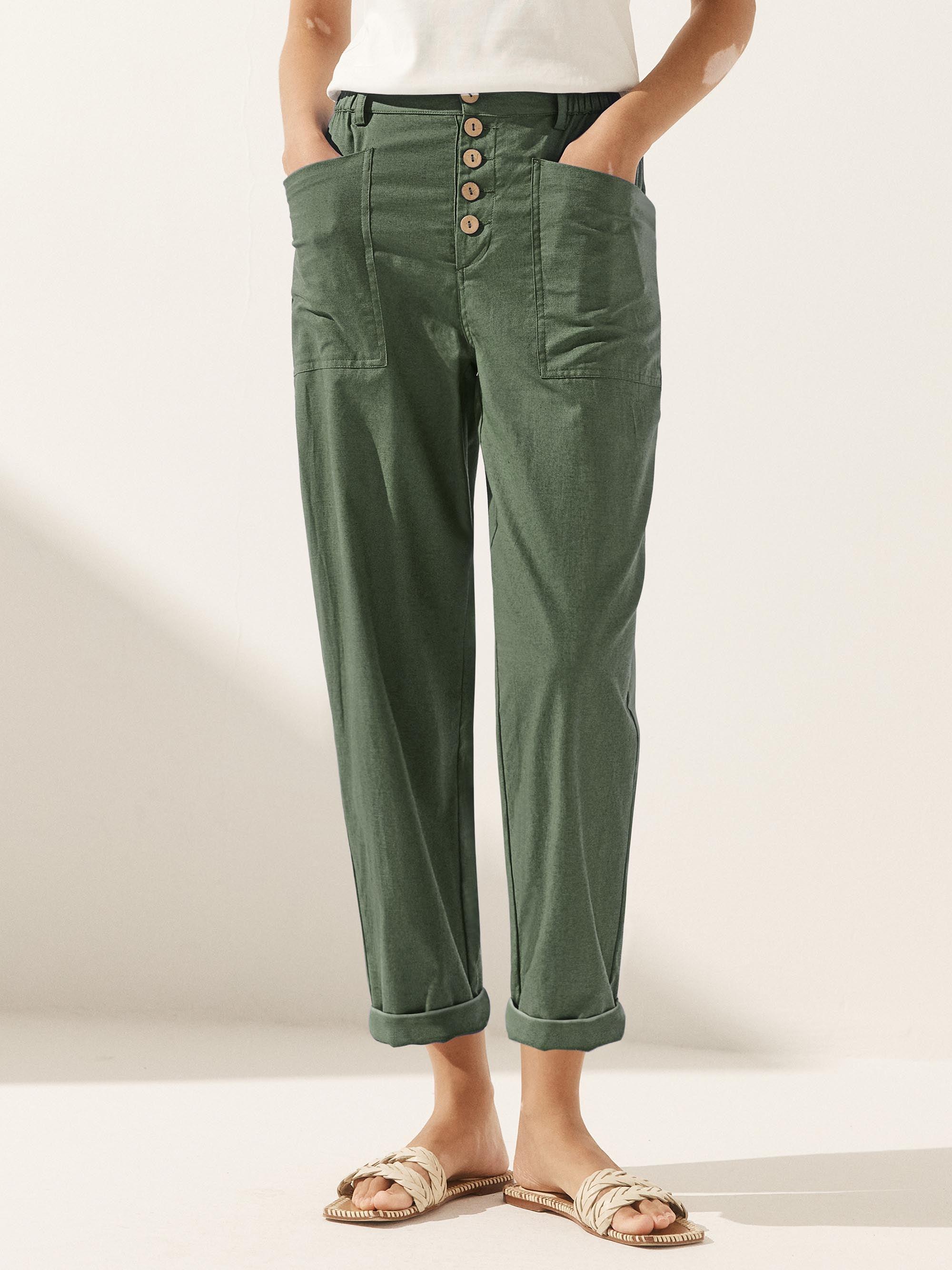 Linen Simple Button Fly Trousers HEIDI Linen Simple Button Fly Trousers HEIDI