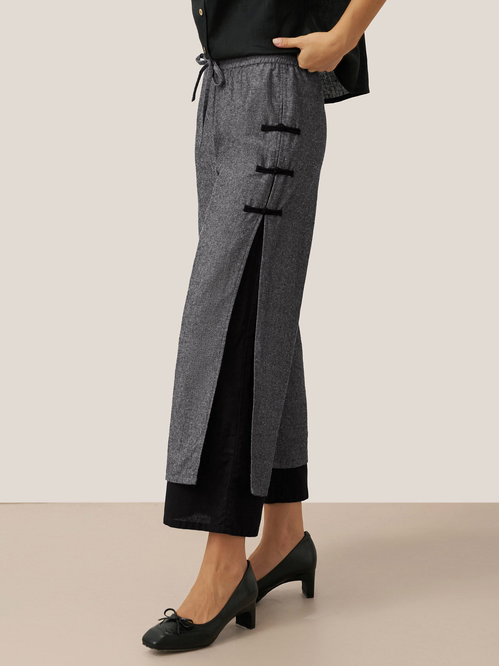 Linen Double Layer Handmade Capri Pants STELLA Linen Double Layer Handmade Capri Pants STELLA