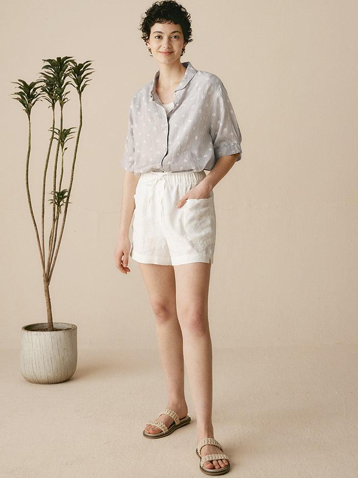 Linen Polka Dots Oversized Linen Shirt CANDICE Linen Polka Dots Oversized Linen Shirt CANDICE