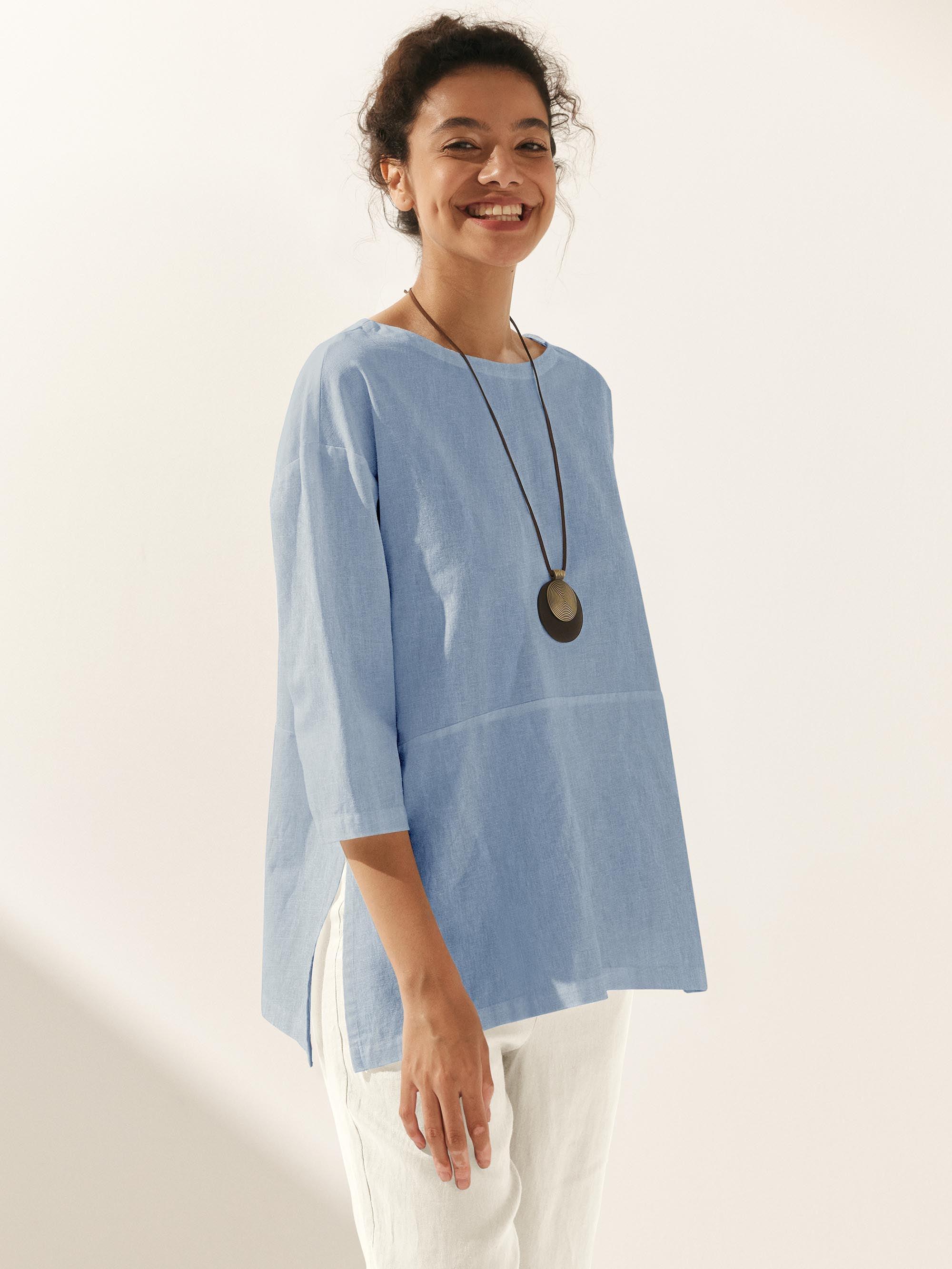 Linen White Boat Neck Oversized Top AVA Linen White Boat Neck Oversized Top AVA