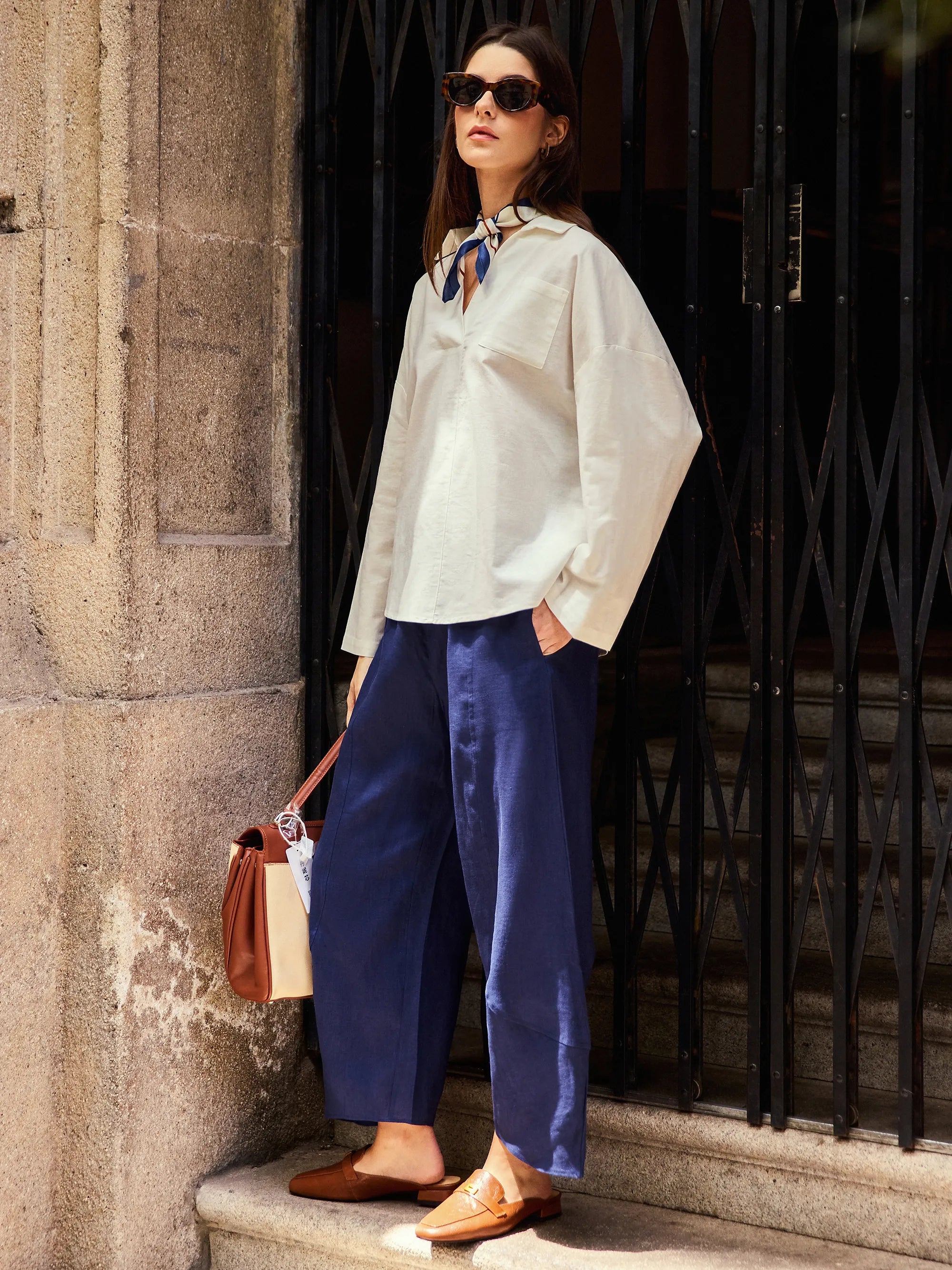 Linen Oversized Fit Pocket Shirt ELOWEN Linen Oversized Fit Pocket Shirt ELOWEN