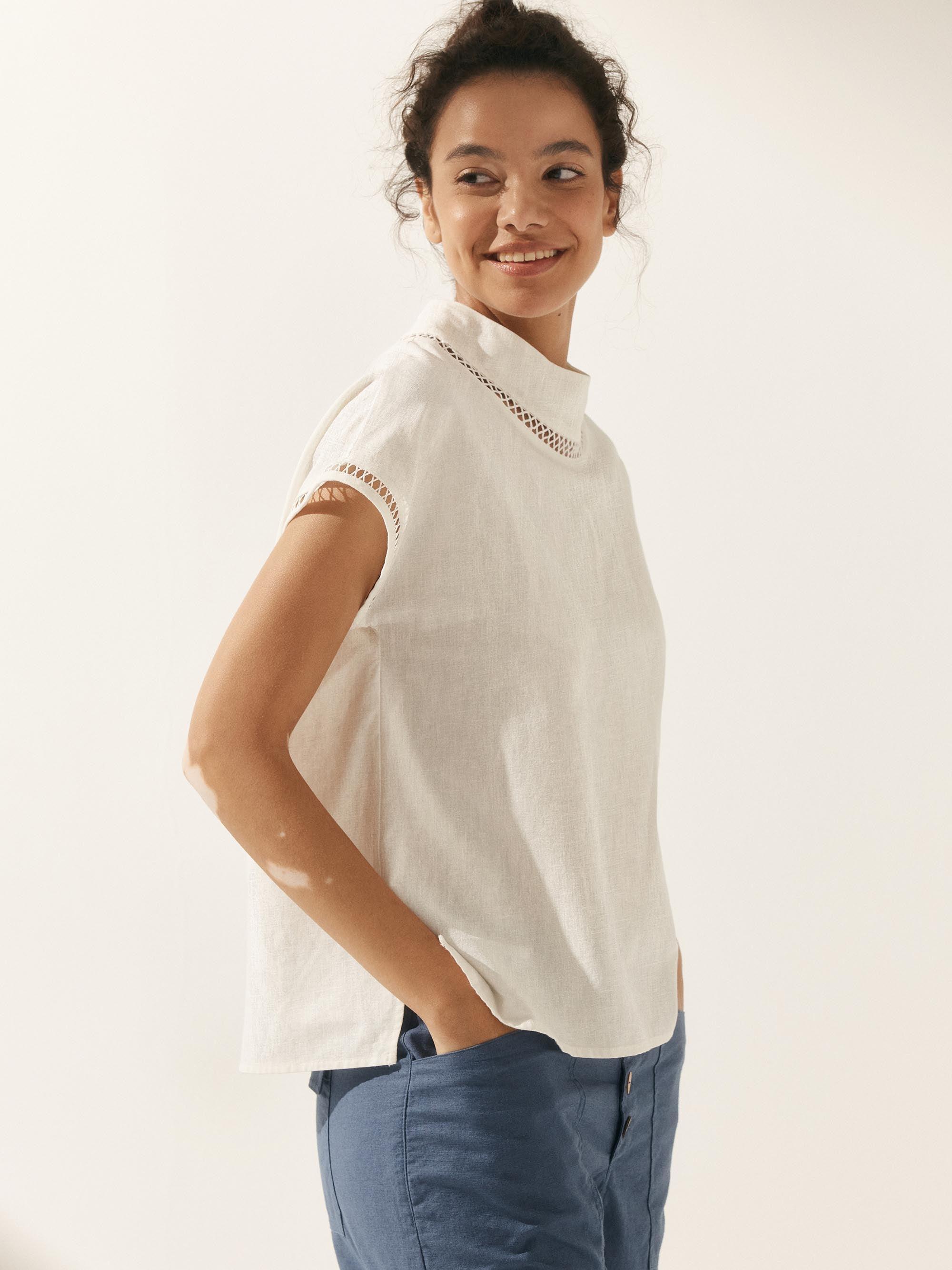 Linen Cutout Turtleneck Top QUINN Linen Cutout Turtleneck Top QUINN