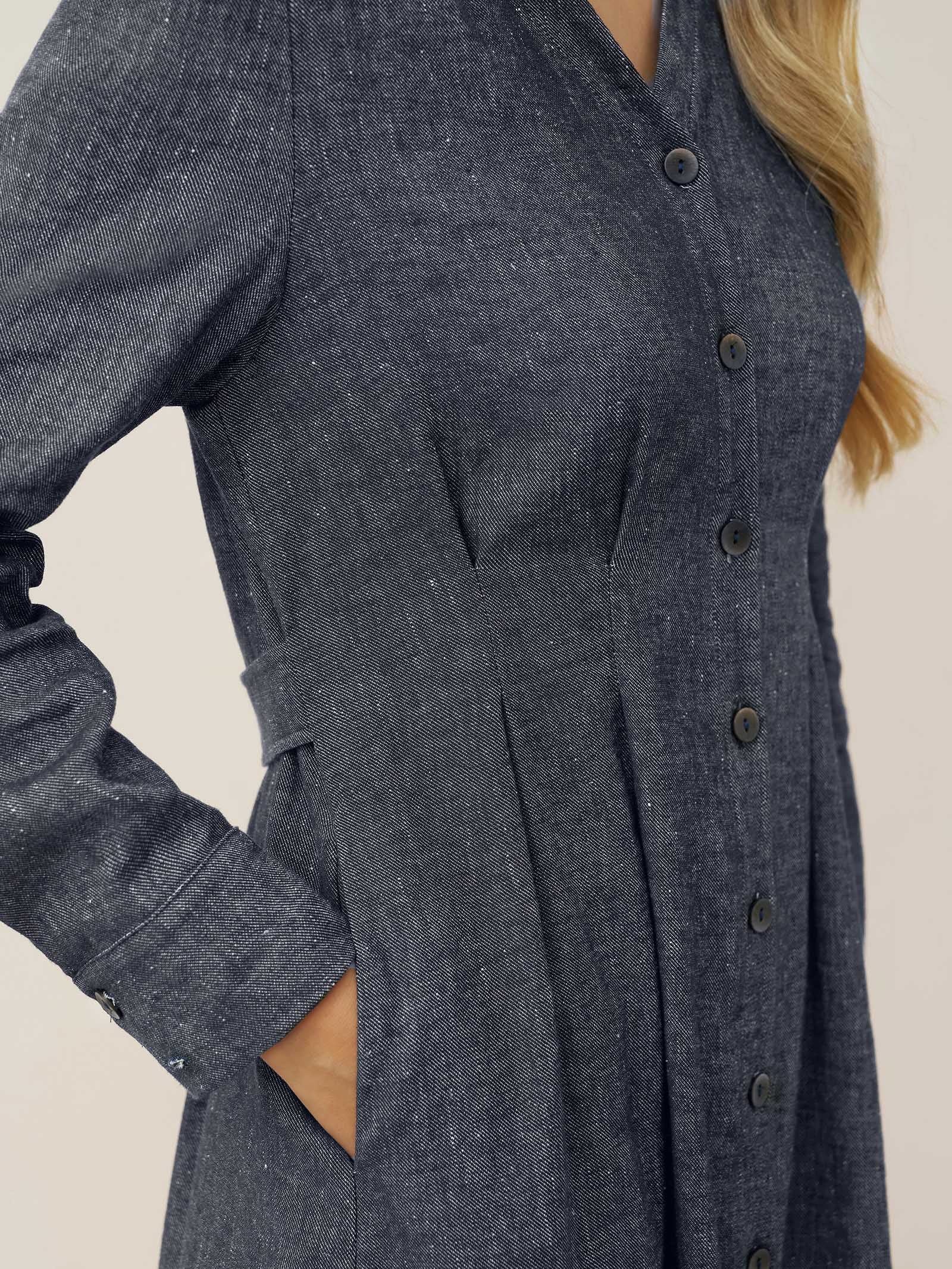Linen Denim Texture Jacket Dress HANNAH Linen Denim Texture Jacket Dress HANNAH