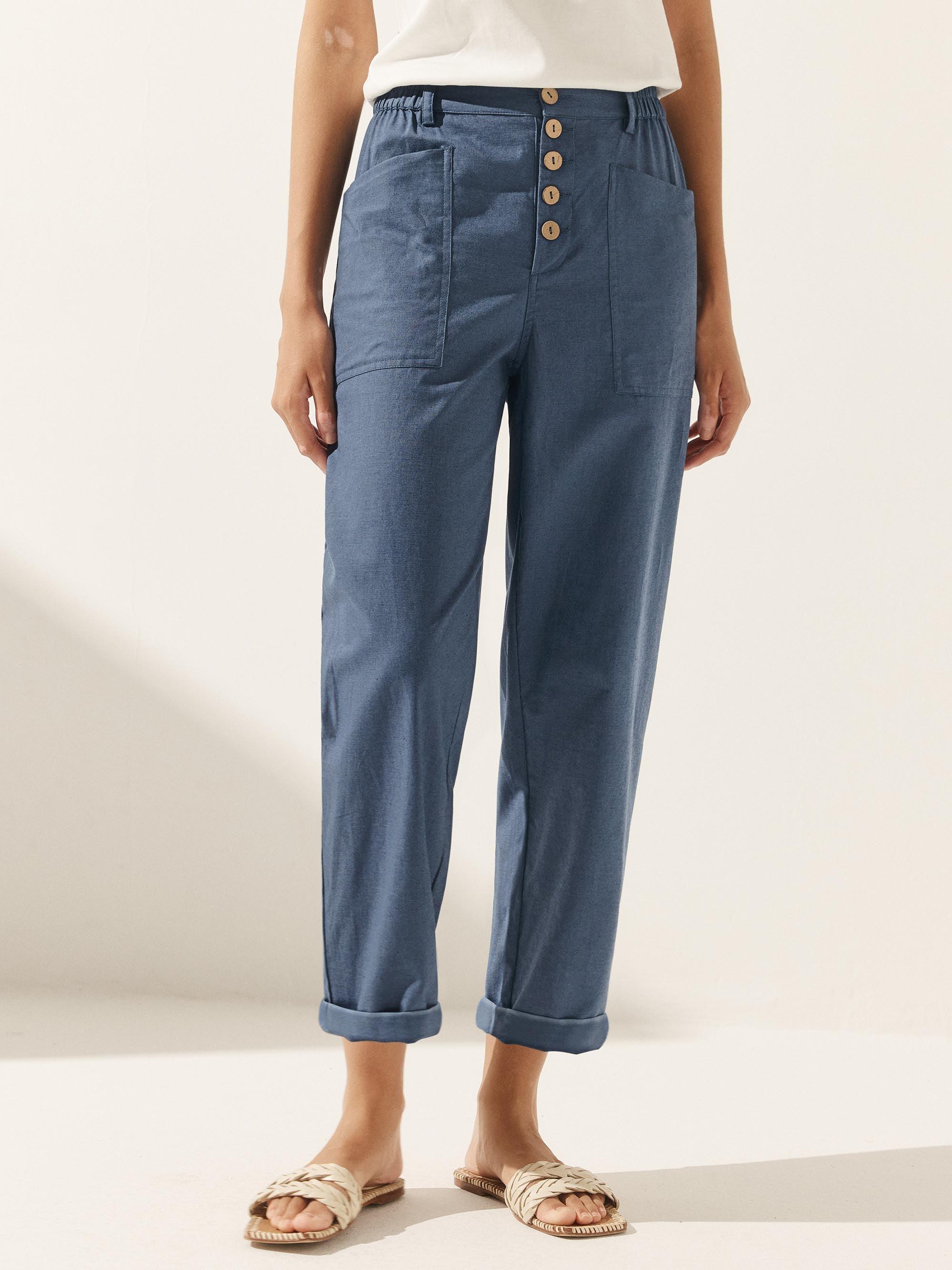 Linen Simple Button Fly Trousers HEIDI Linen Simple Button Fly Trousers HEIDI