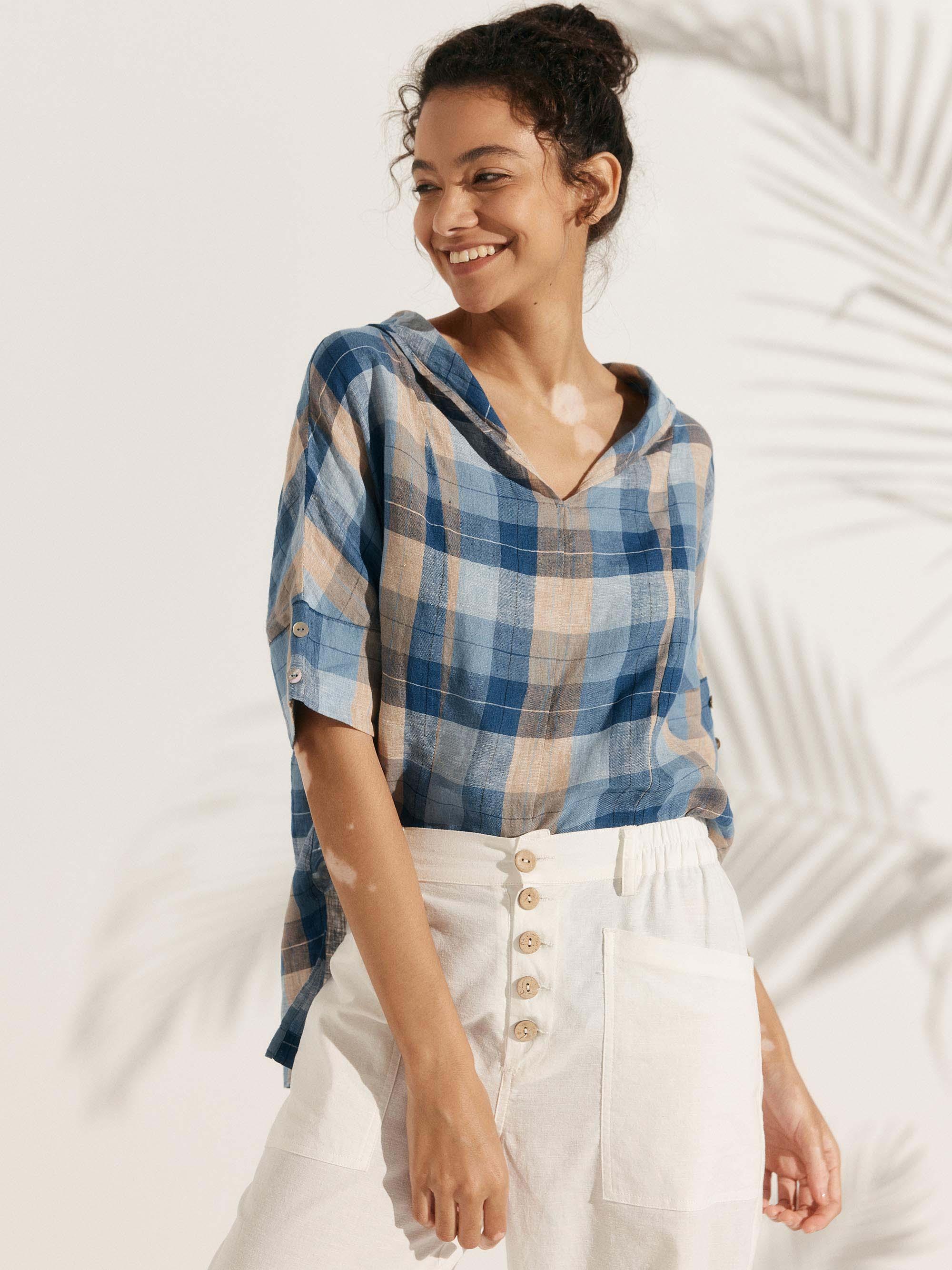 Linen V Neck Short Sleeve Shirt PENNY Linen V Neck Short Sleeve Shirt PENNY