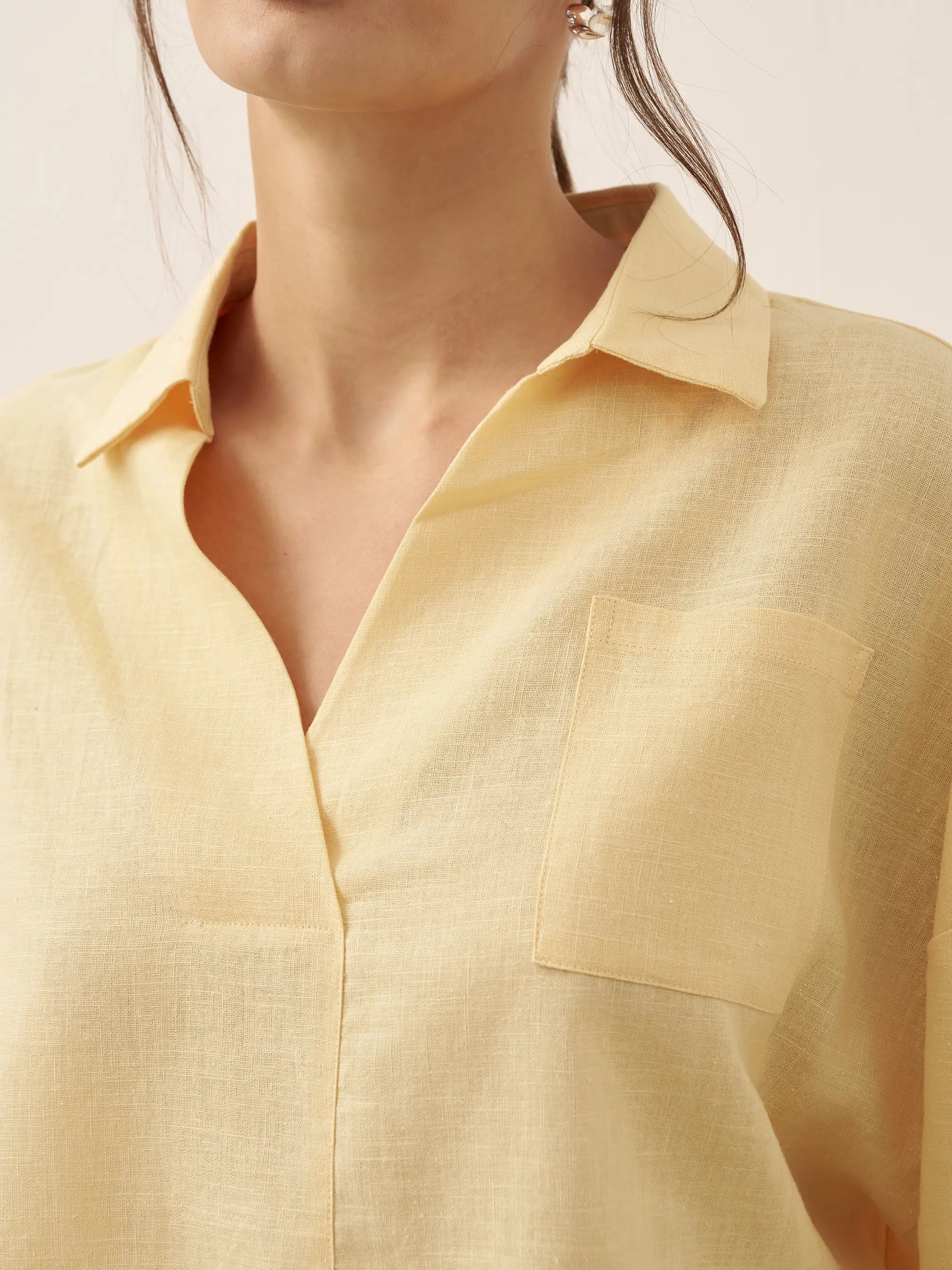 Linen Oversized Fit Pocket Shirt ELOWEN Linen Oversized Fit Pocket Shirt ELOWEN