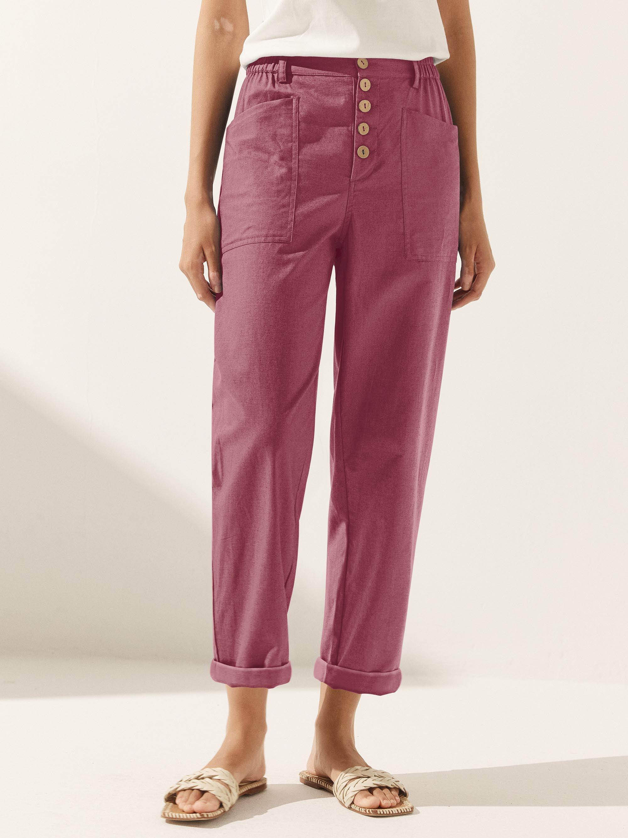 Linen Simple Button Fly Trousers HEIDI Linen Simple Button Fly Trousers HEIDI