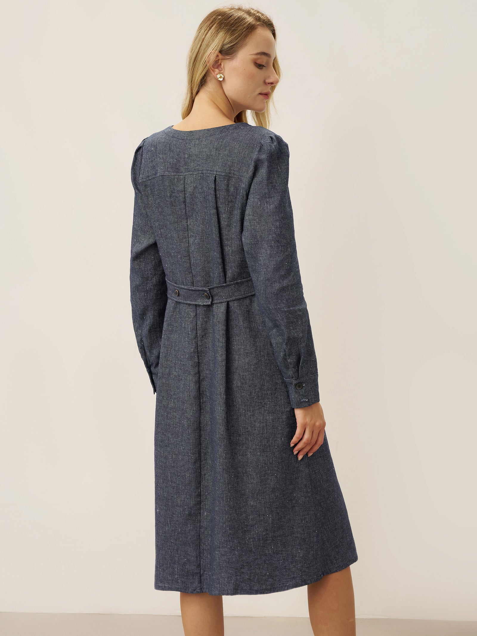 Linen Denim Texture Jacket Dress HANNAH Linen Denim Texture Jacket Dress HANNAH